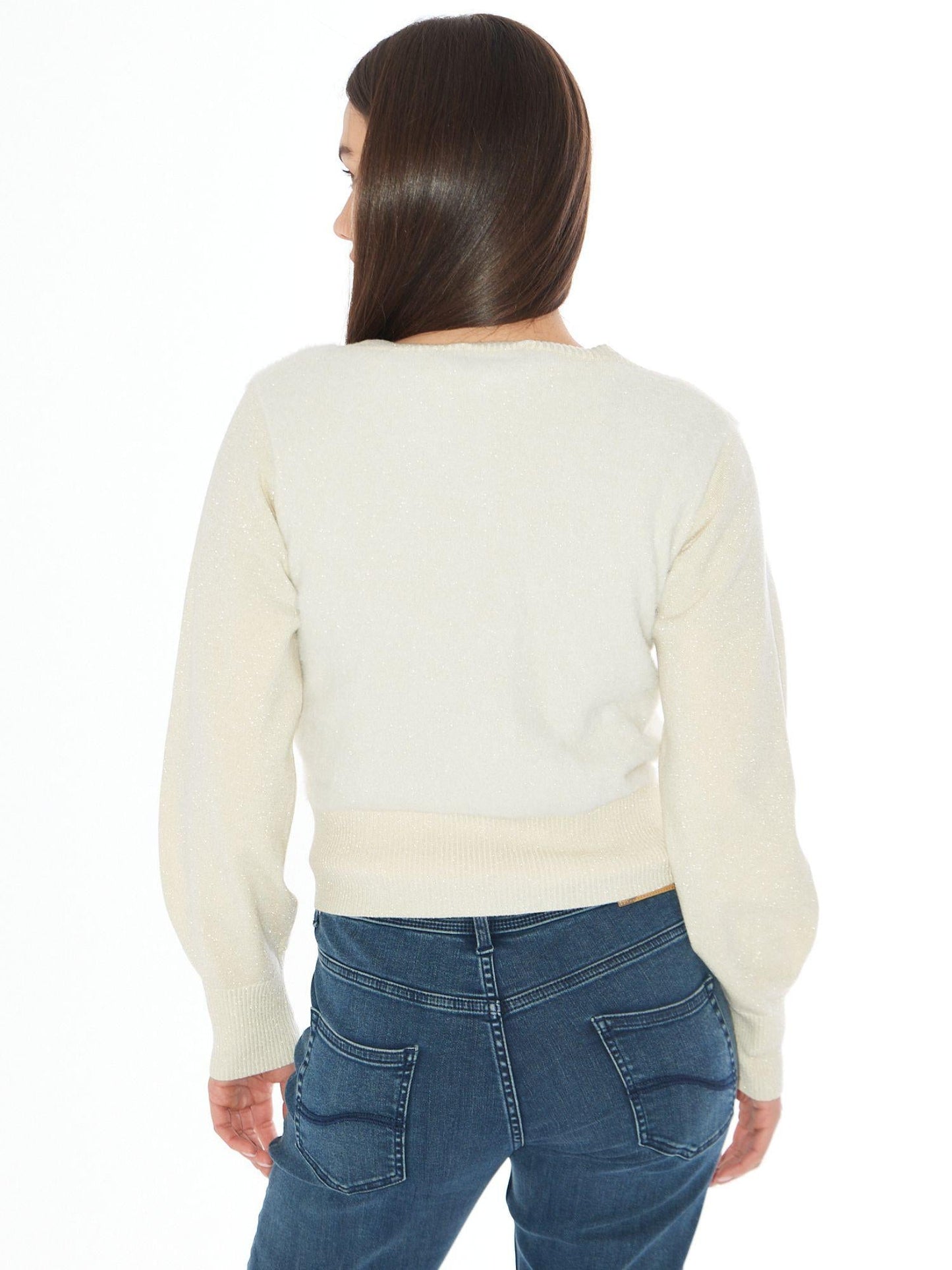 Yes Zee Cardigan Corto Donna Avorio