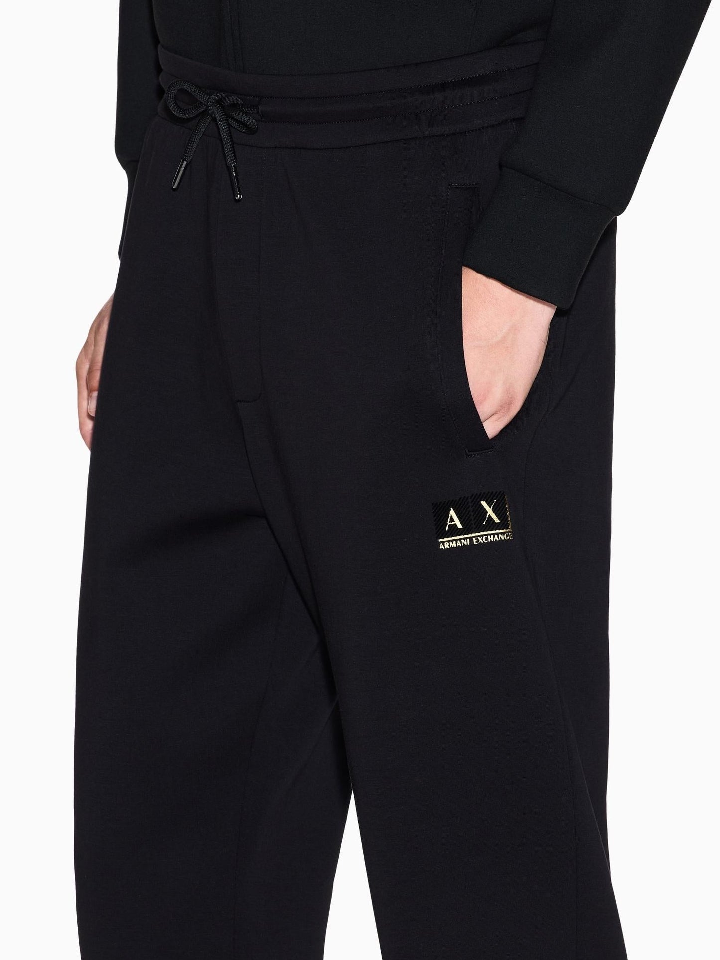 Armani Exchange Pantaloni Uomo jogger in cotone felpato Nero