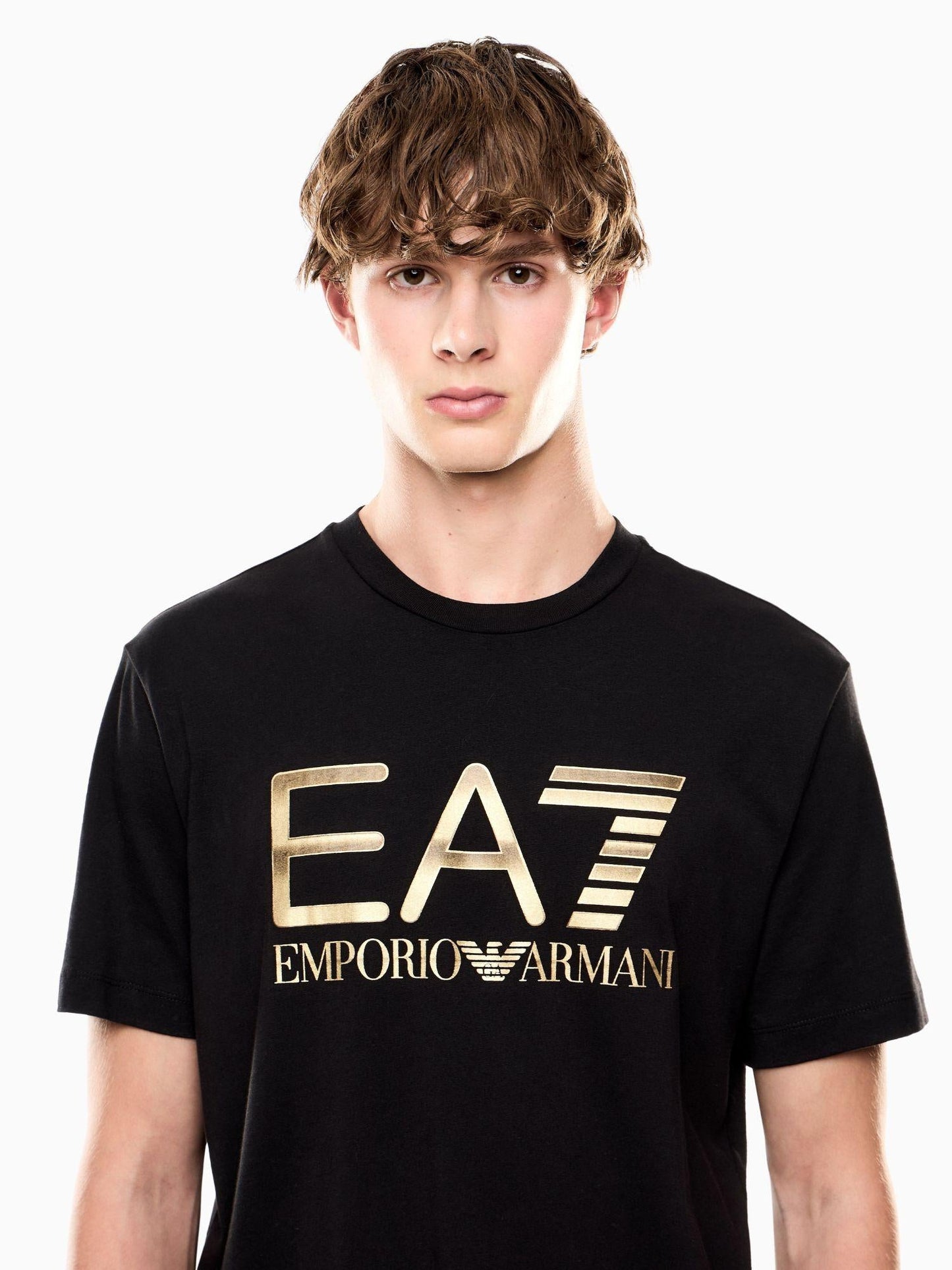 EA7 Emporio Armani T-shirt Uomo Logo Series In Cotone Con Maxi Logo Nero