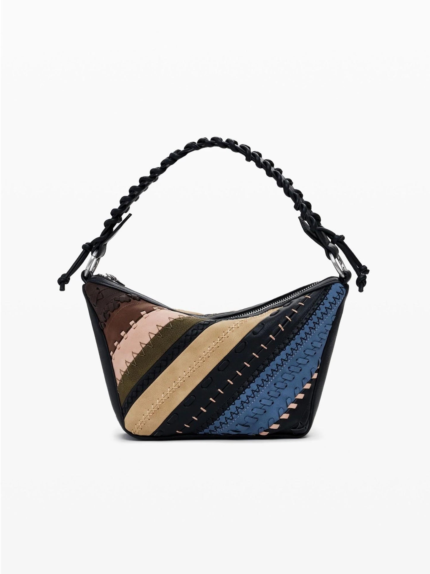 Desigual Borsa a spalla patchwork media Donna Marrone