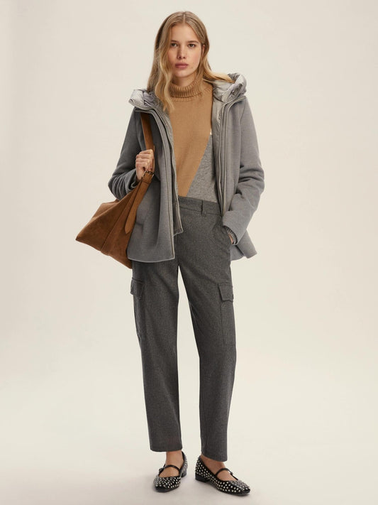 Emme Marella Giaccone Imbottito in Panno Soft Donna Sorriso Grigio Chiaro