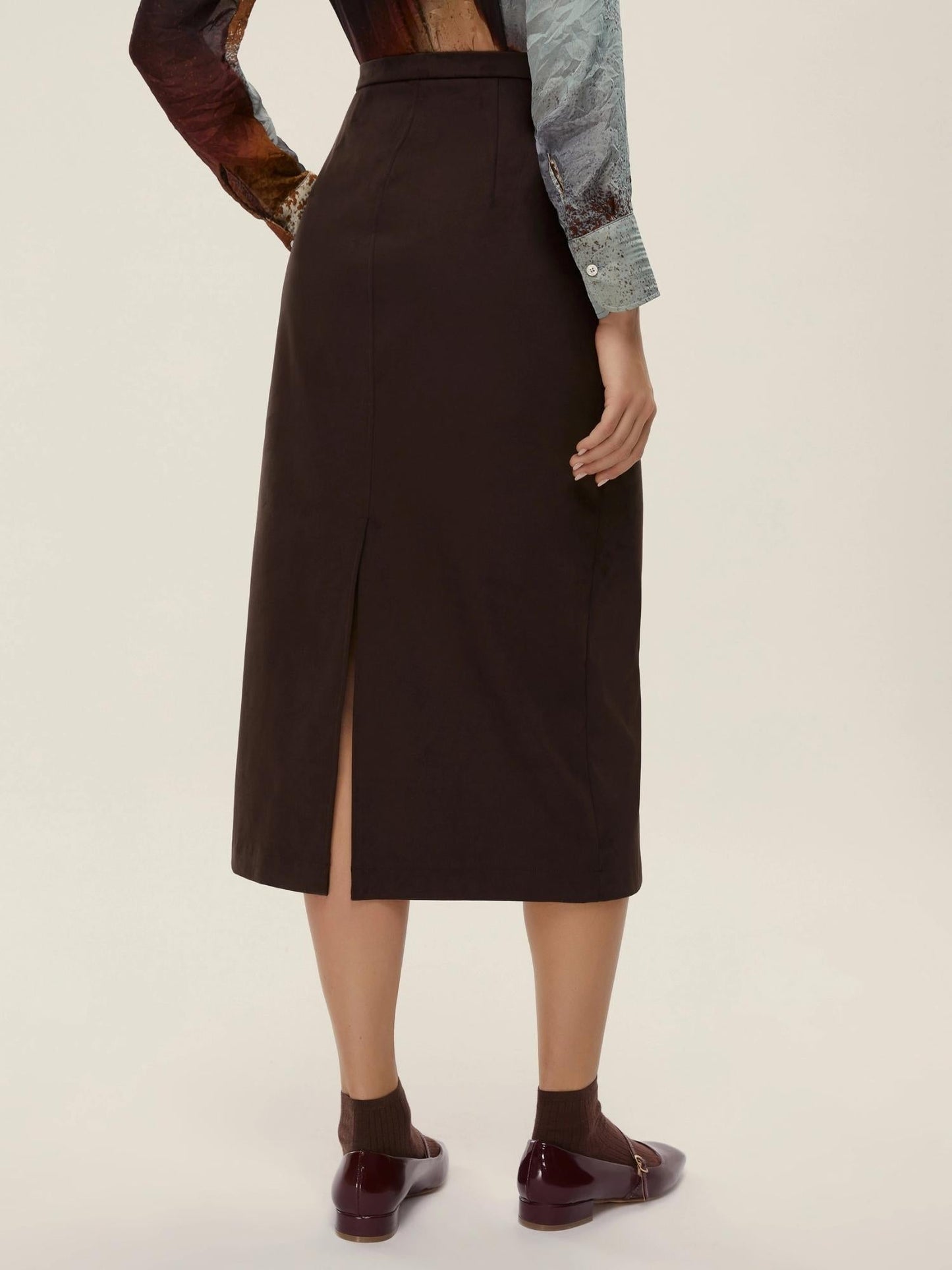 Emme Marella Gonna a tubino stretch Donna Dritto Testa di moro