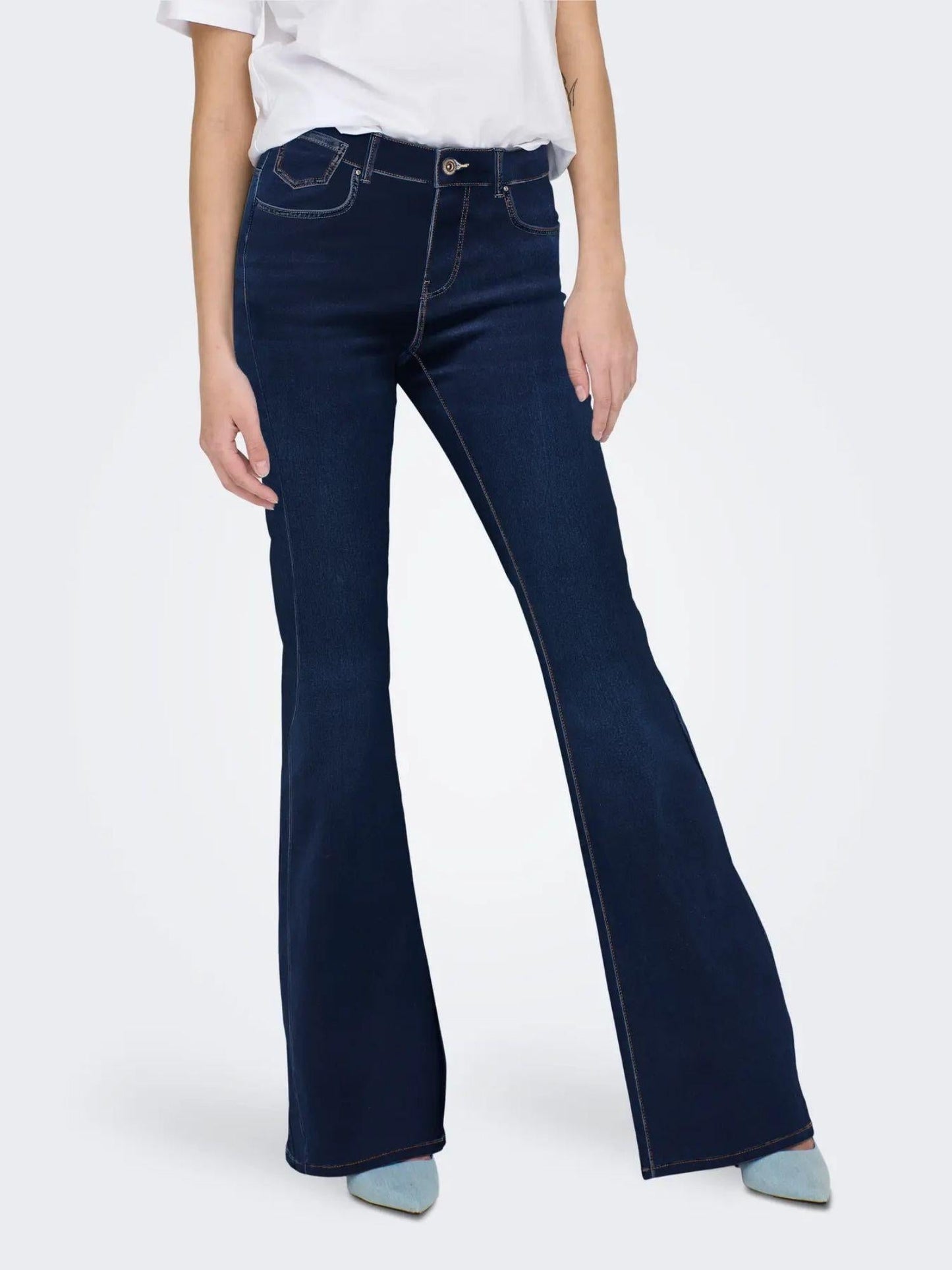 Only Jeans Donna Reese Flared Fit Dark Blue Denim