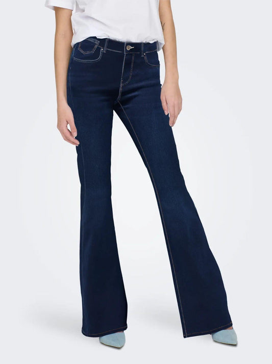 Only Jeans Donna Reese Flared Fit Dark Blue Denim