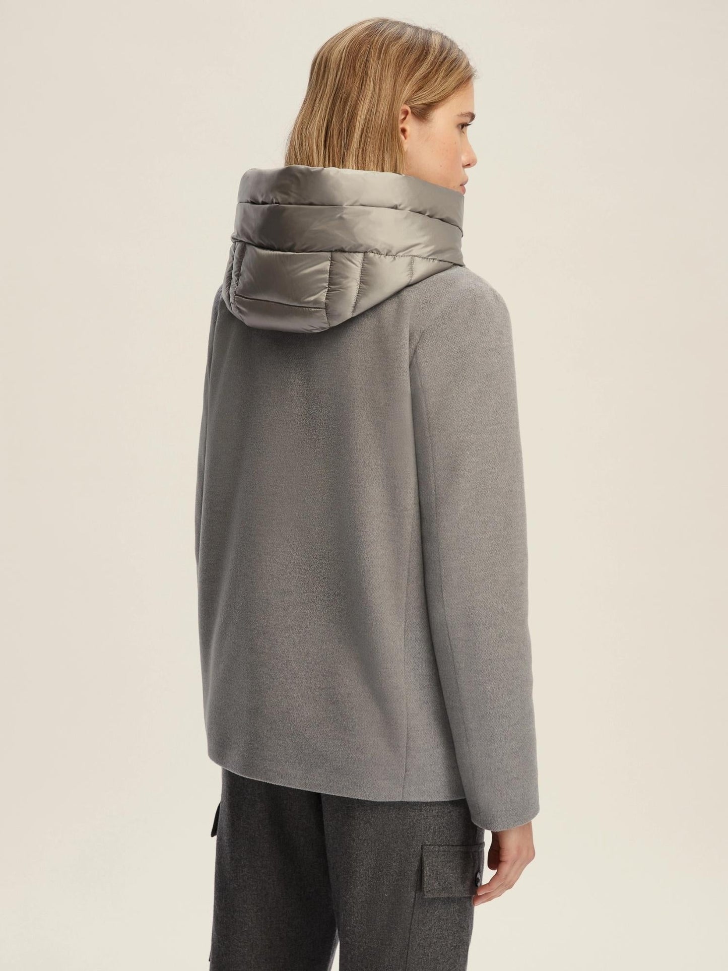 Emme Marella Giaccone Imbottito in Panno Soft Donna Sorriso Grigio Chiaro