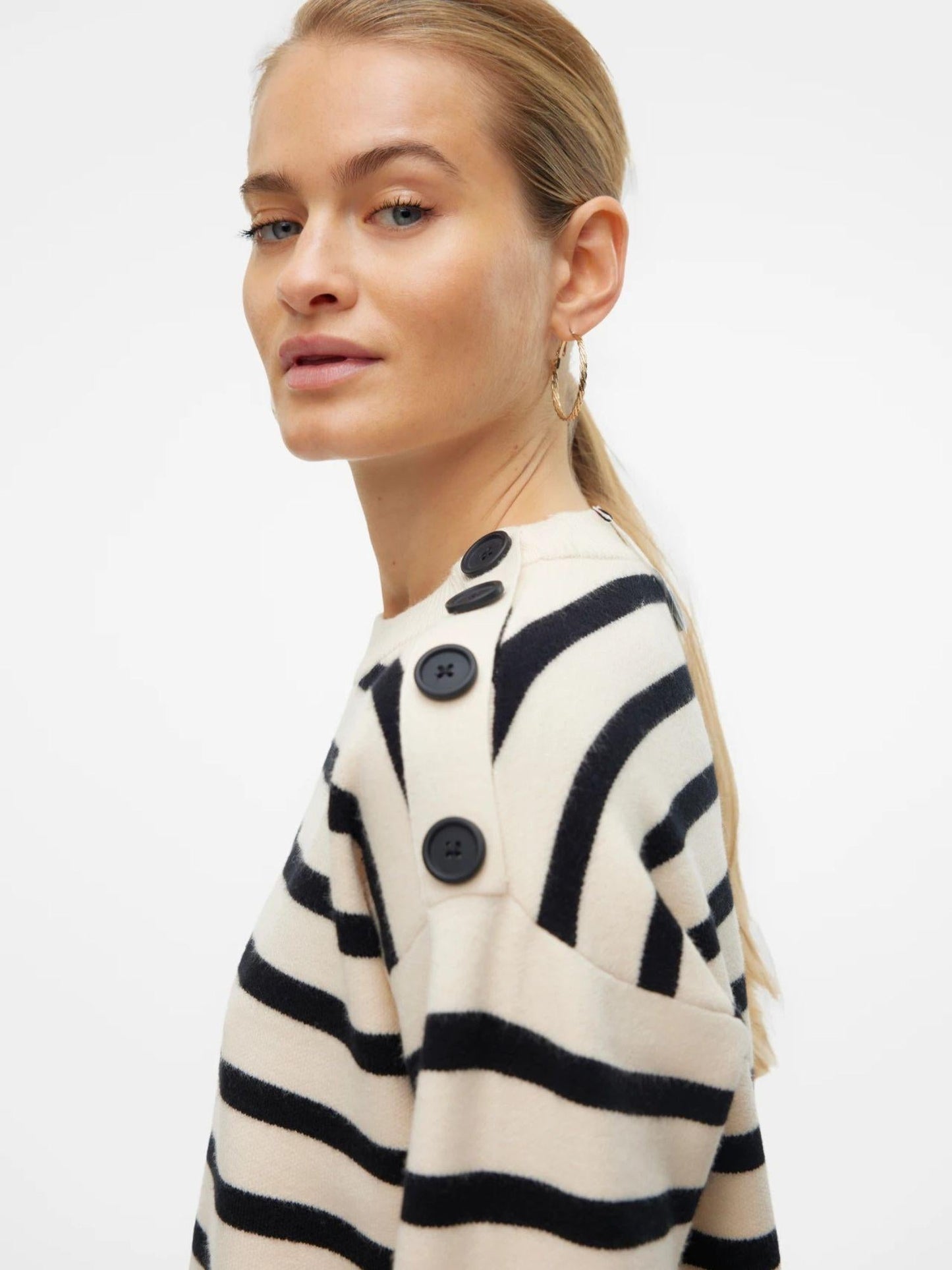 Vero Moda Maglione Donna Saba Bianco Panna E Nero