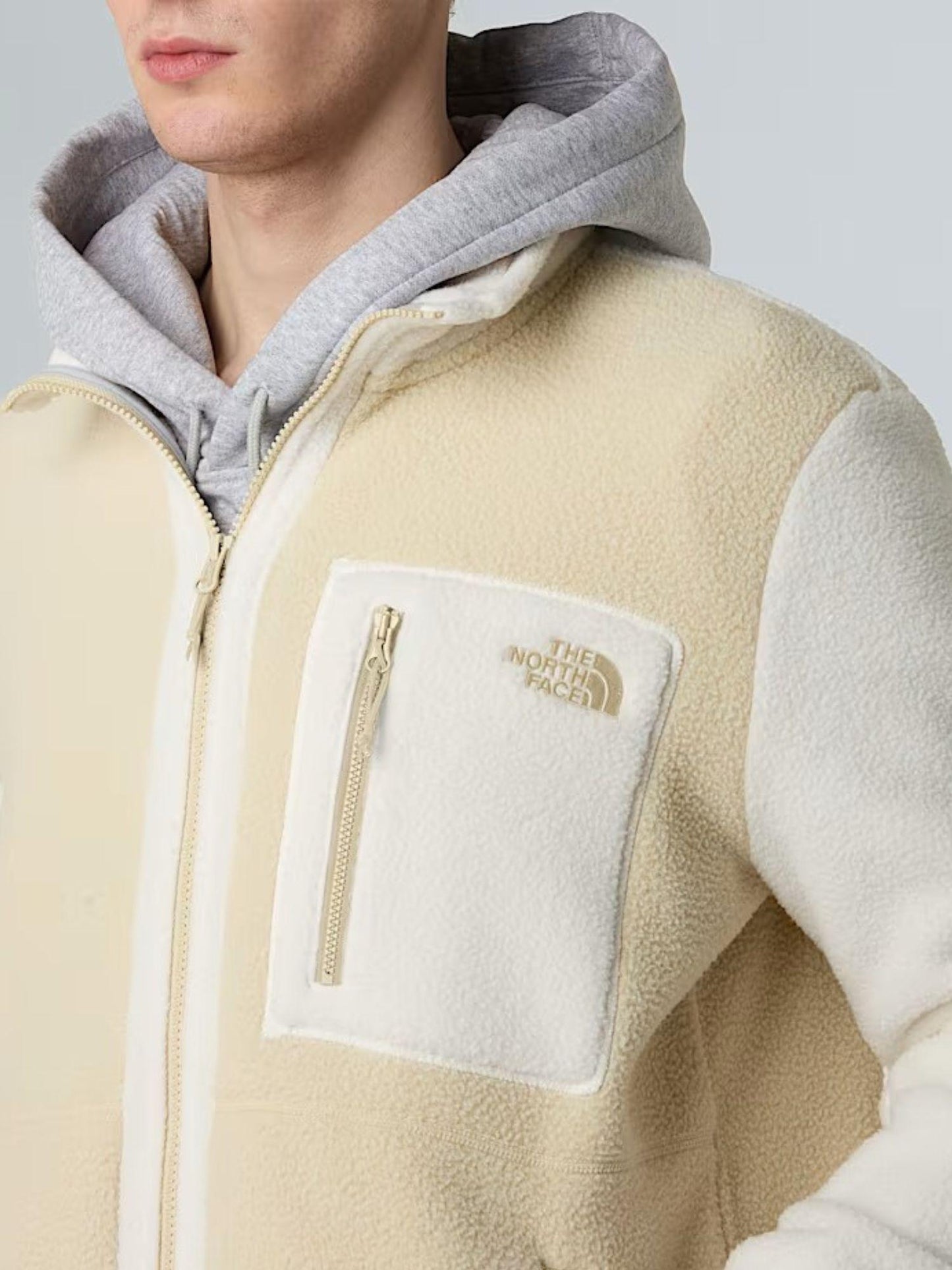 The North Face Giacca In Pile Uomo Yumiori Con Cerniera Integrale Bianco Dune Ghiaia