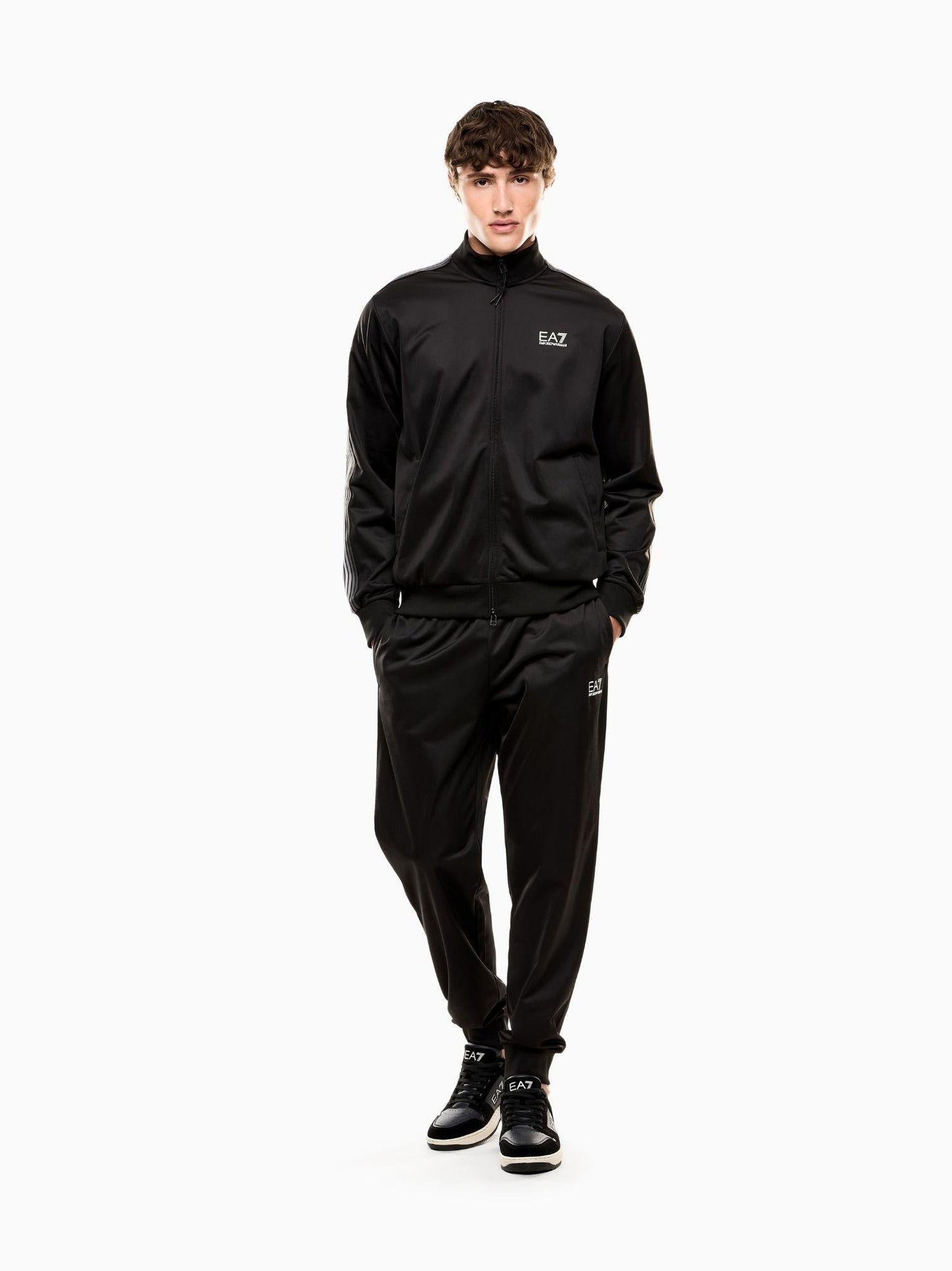 EA7 Emporio Armani Tuta Uomo 7 Lines In Tessuto Tecnico Riciclato Nero