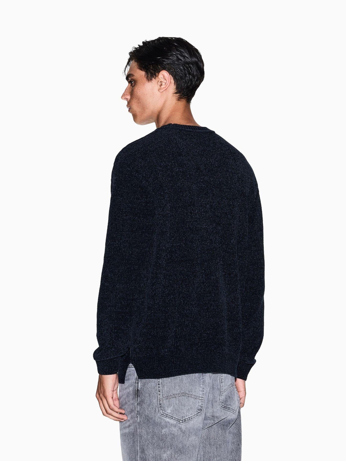 Armani Exchange Maglione Uomo a Lavorazione Intrecciata Blu Navy