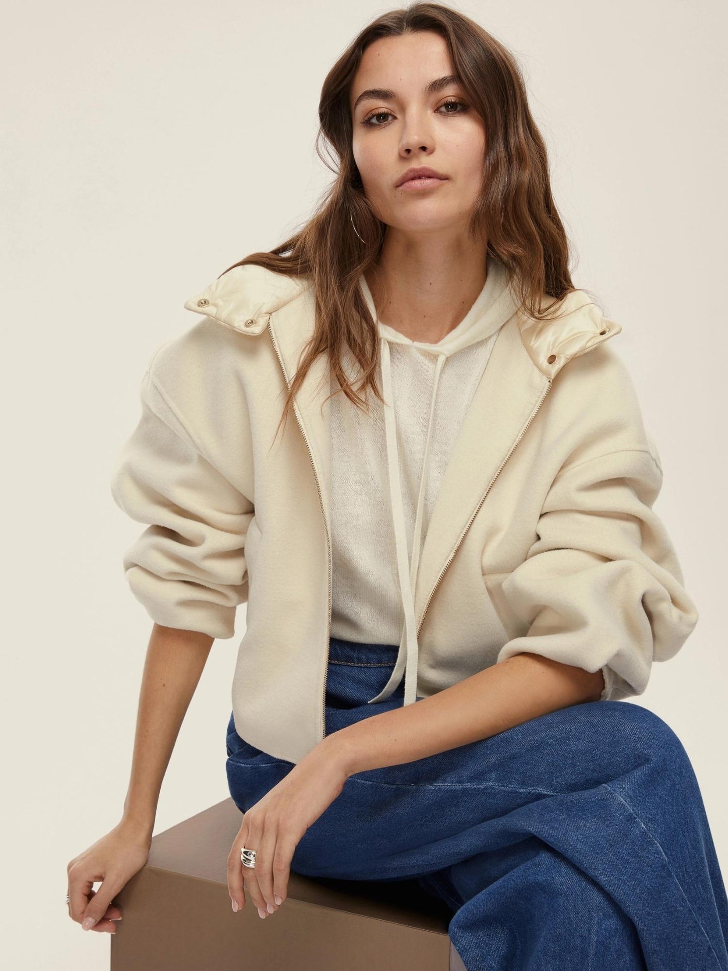 Emme Marella Giacca Bomber con Cappuccio Donna Eritea Panna