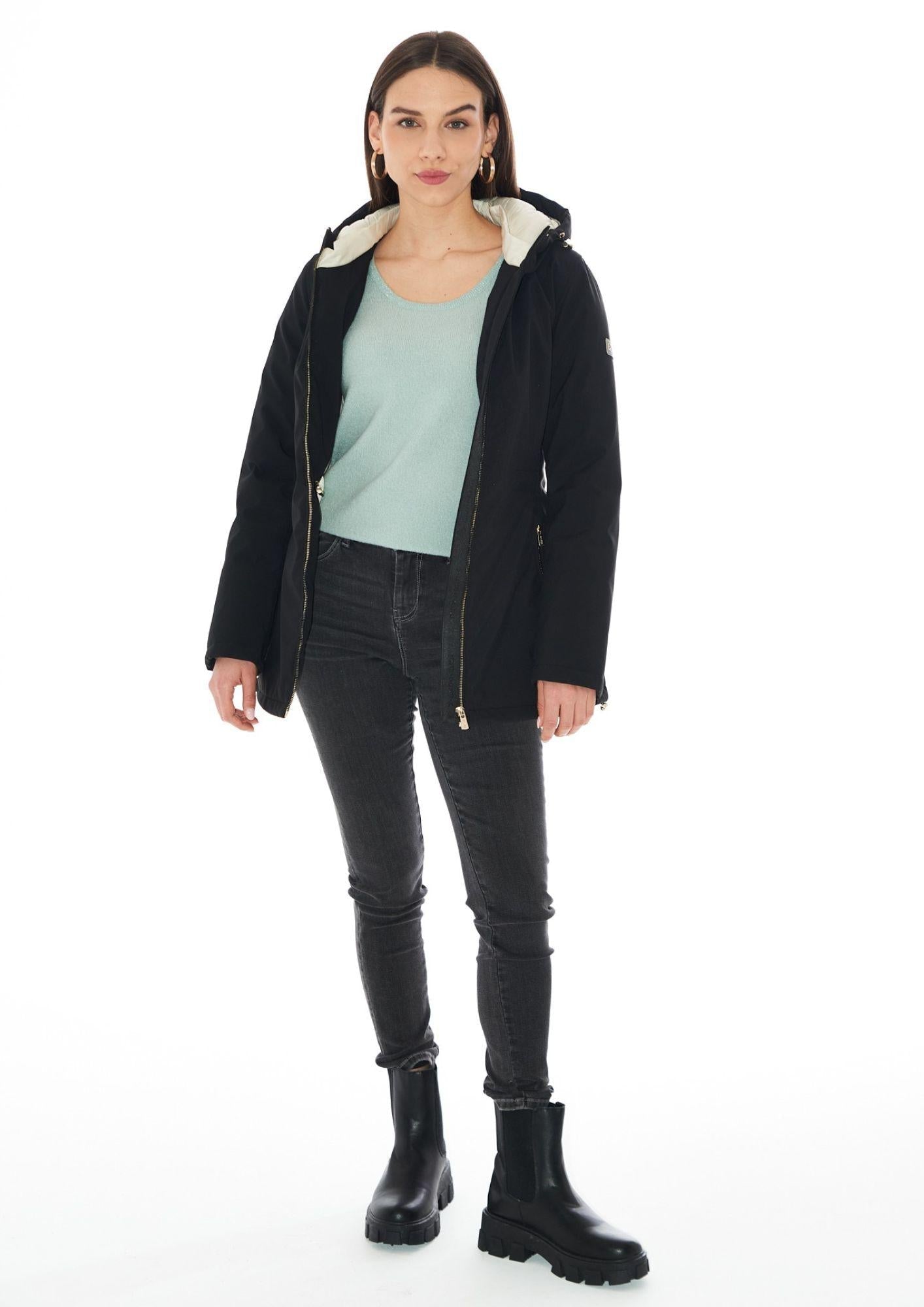 Yes Zee Cappotto Softshell con Cappuccio e Coulisse Donna Nero