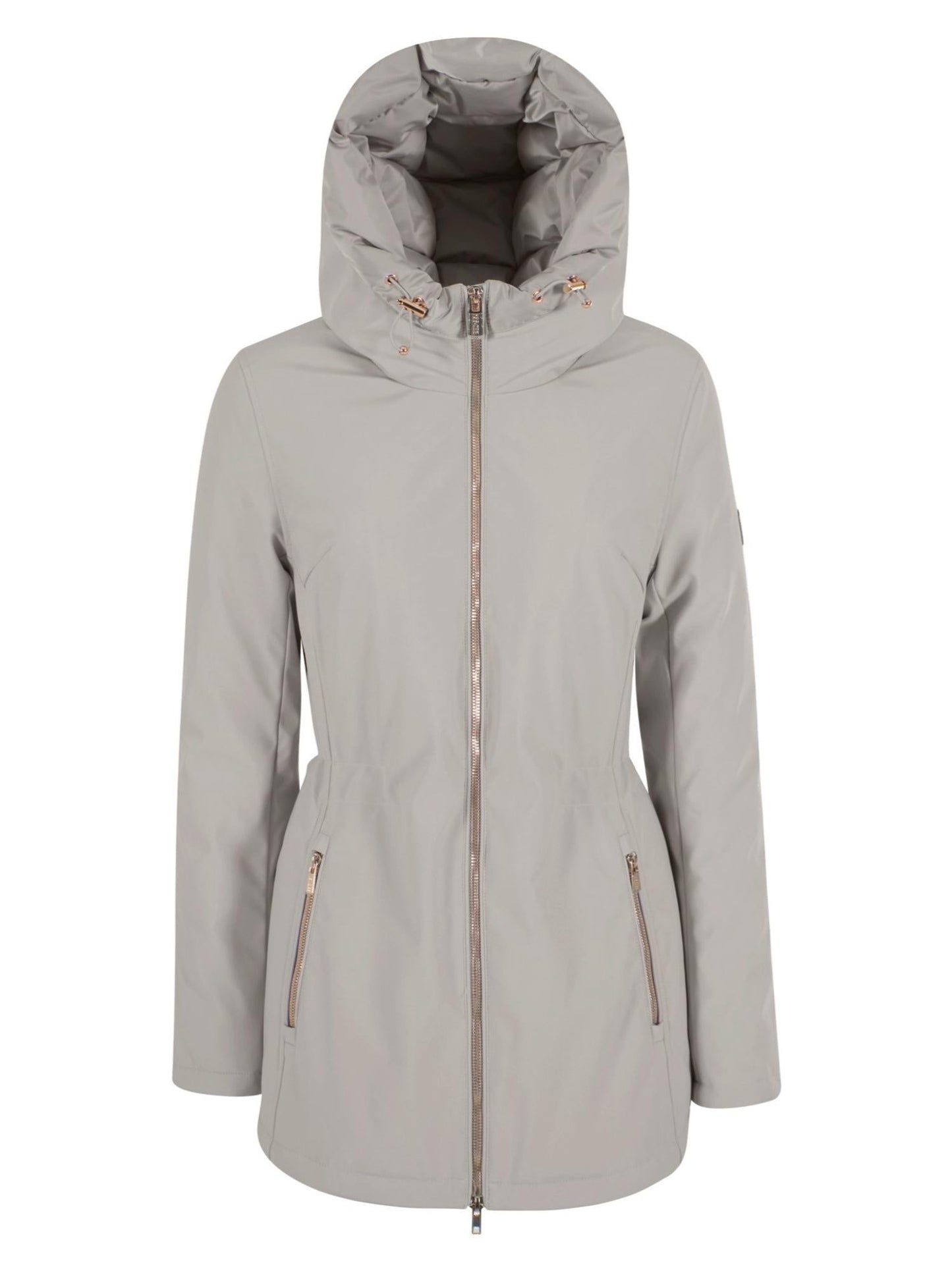 Yes Zee Cappotto Softshell con Cappuccio e Coulisse Donna Grigio Perla
