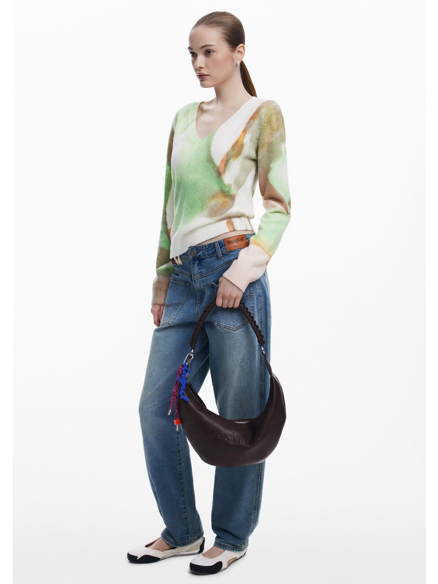 Desigual Borsa a tracolla media con logo 3D Donna Marrone