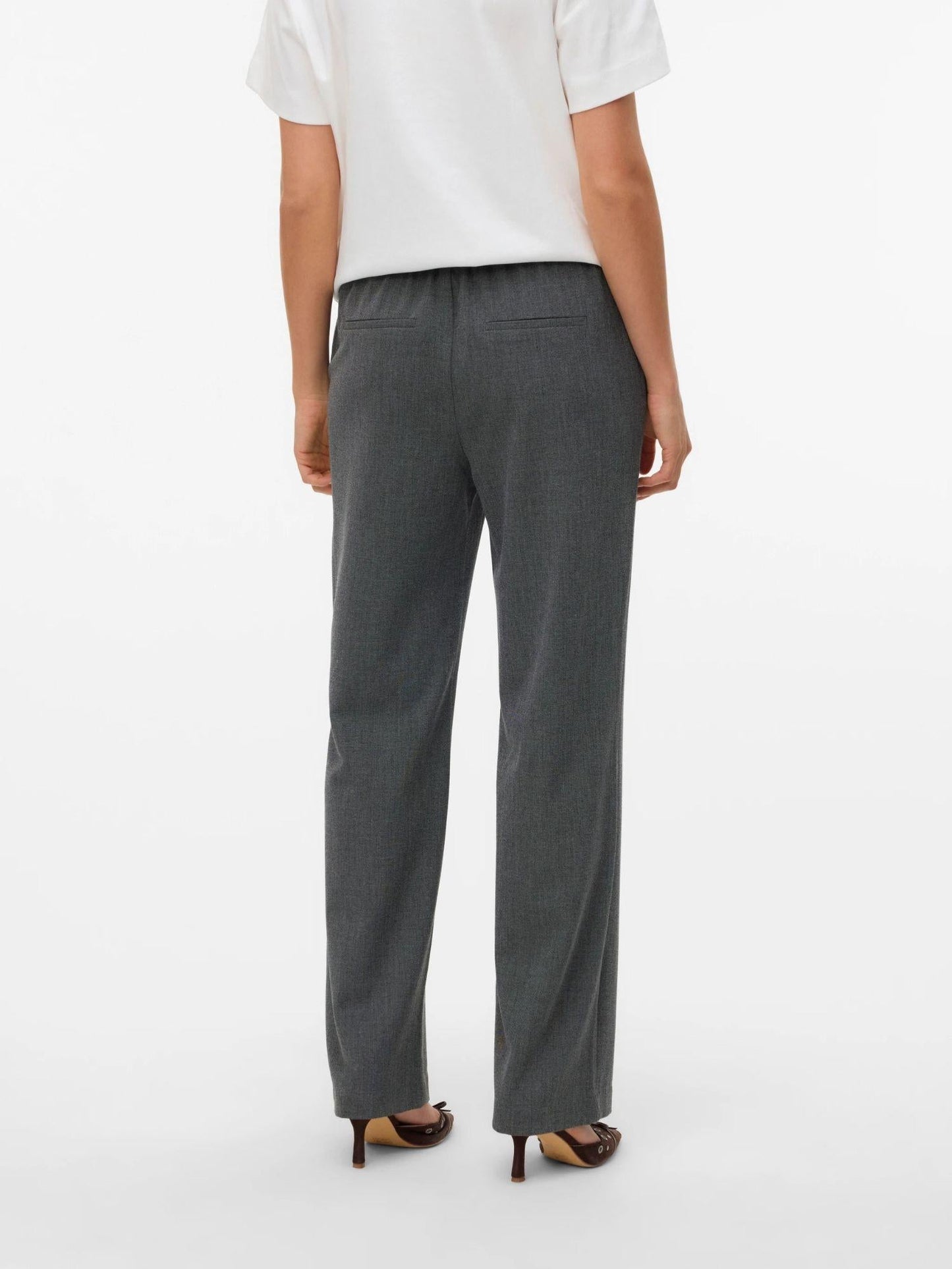 Vero Moda Pantaloni Donna Maya A Vita Media Nero Grey Melange
