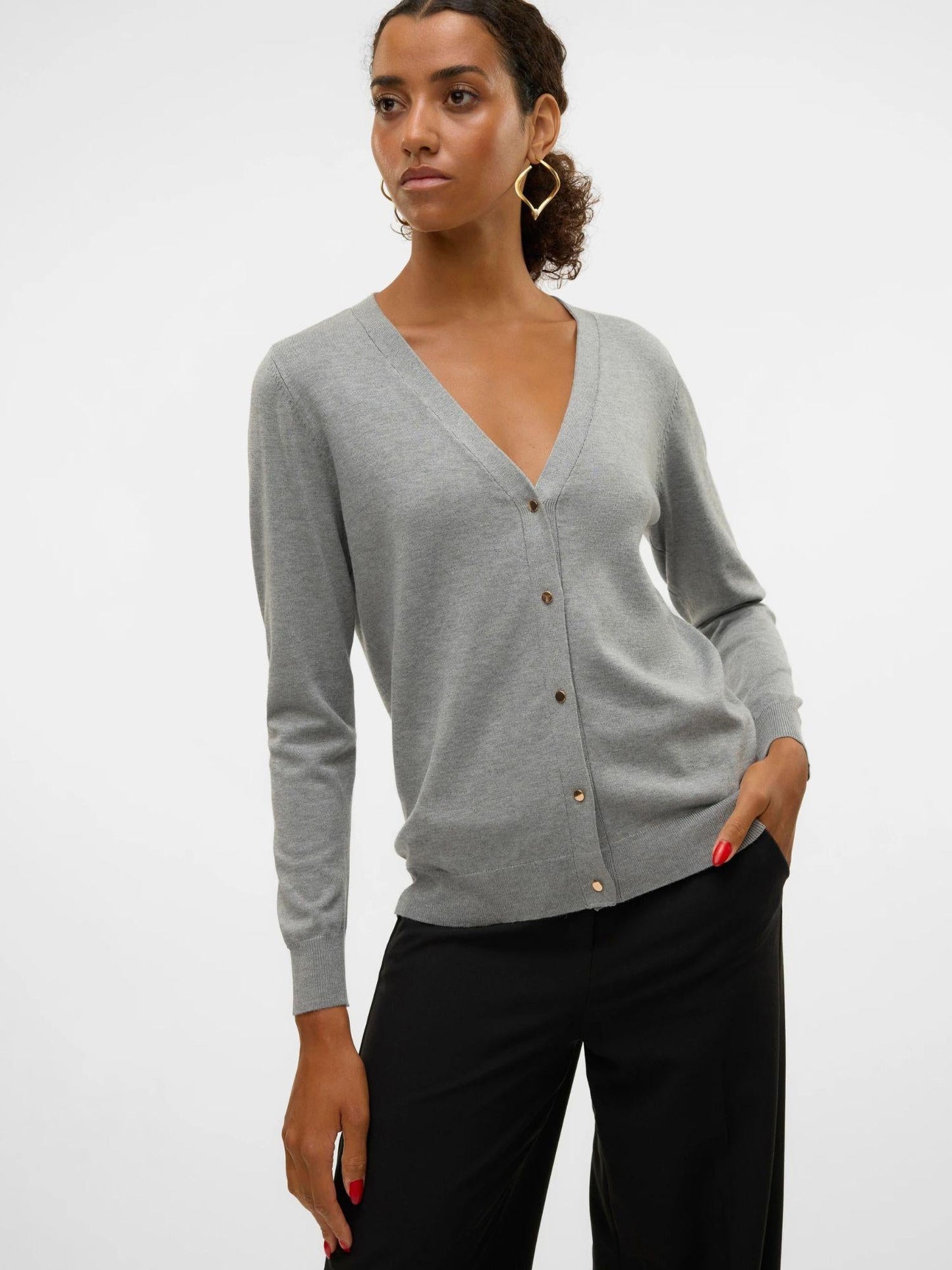 Vero Moda Cardigan In Maglia Donna Silje Grey Melange