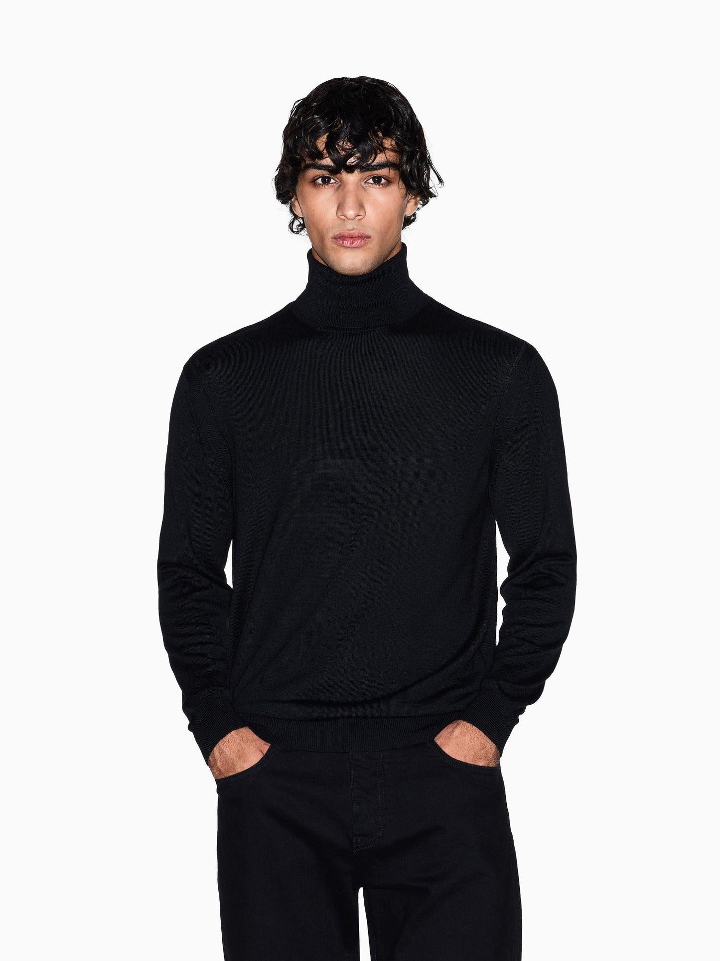 Armani Exchange Maglione dolcevita in misto lana Uomo Nero
