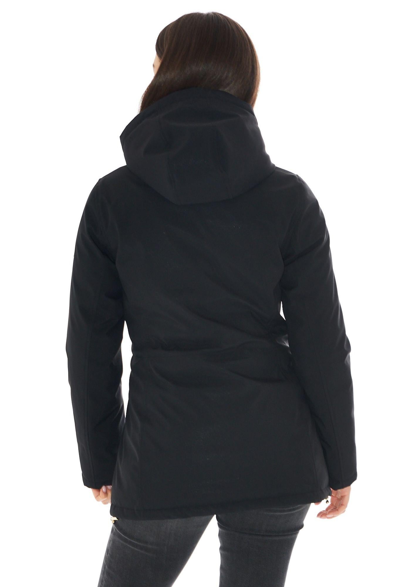 Yes Zee Cappotto Softshell con Cappuccio e Coulisse Donna Nero