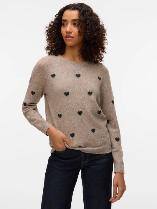 Vero Moda Maglione Donna Doffy Beige E Nero