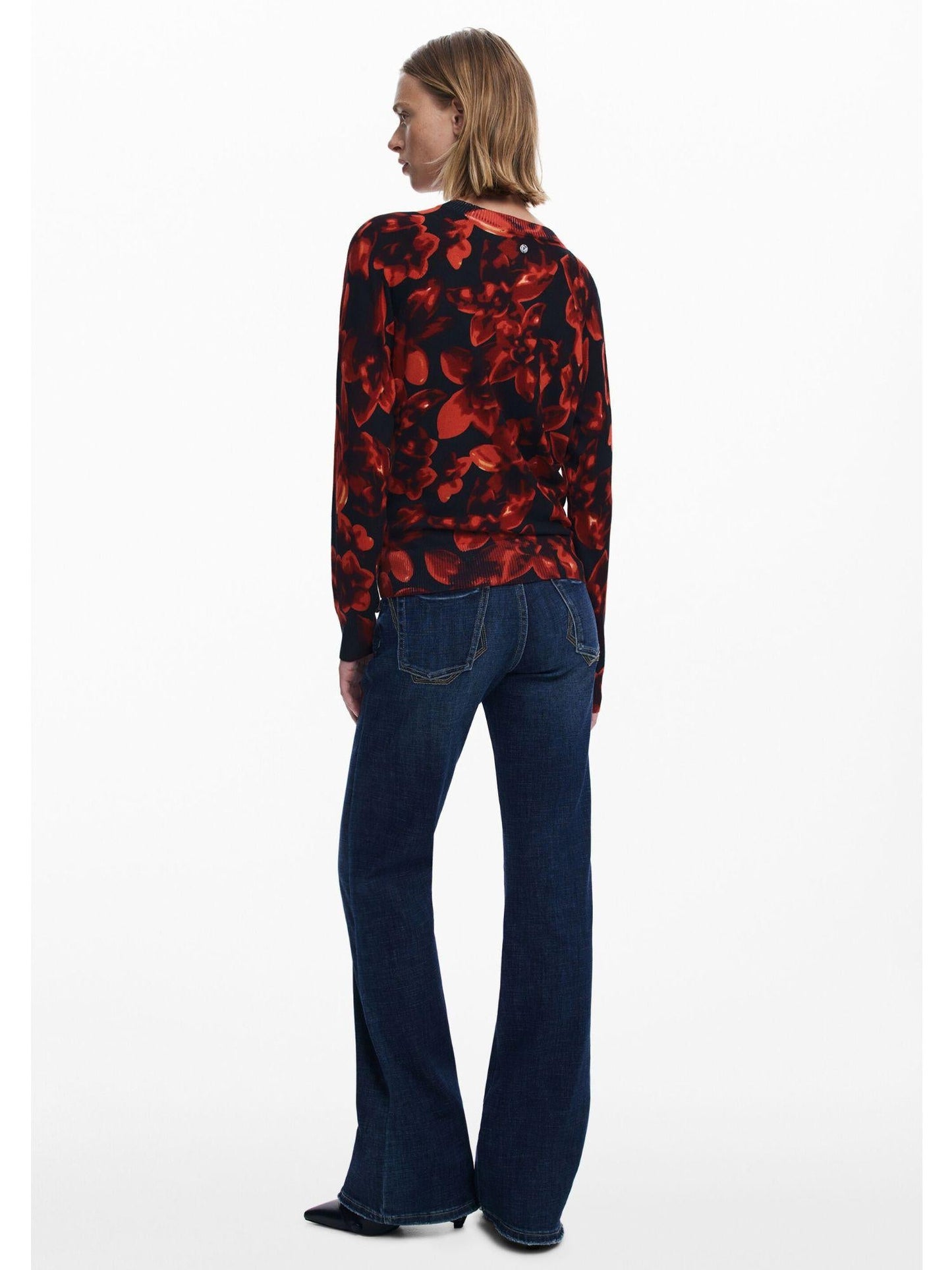 Desigual Maglione leggero a fiori Donna Nero