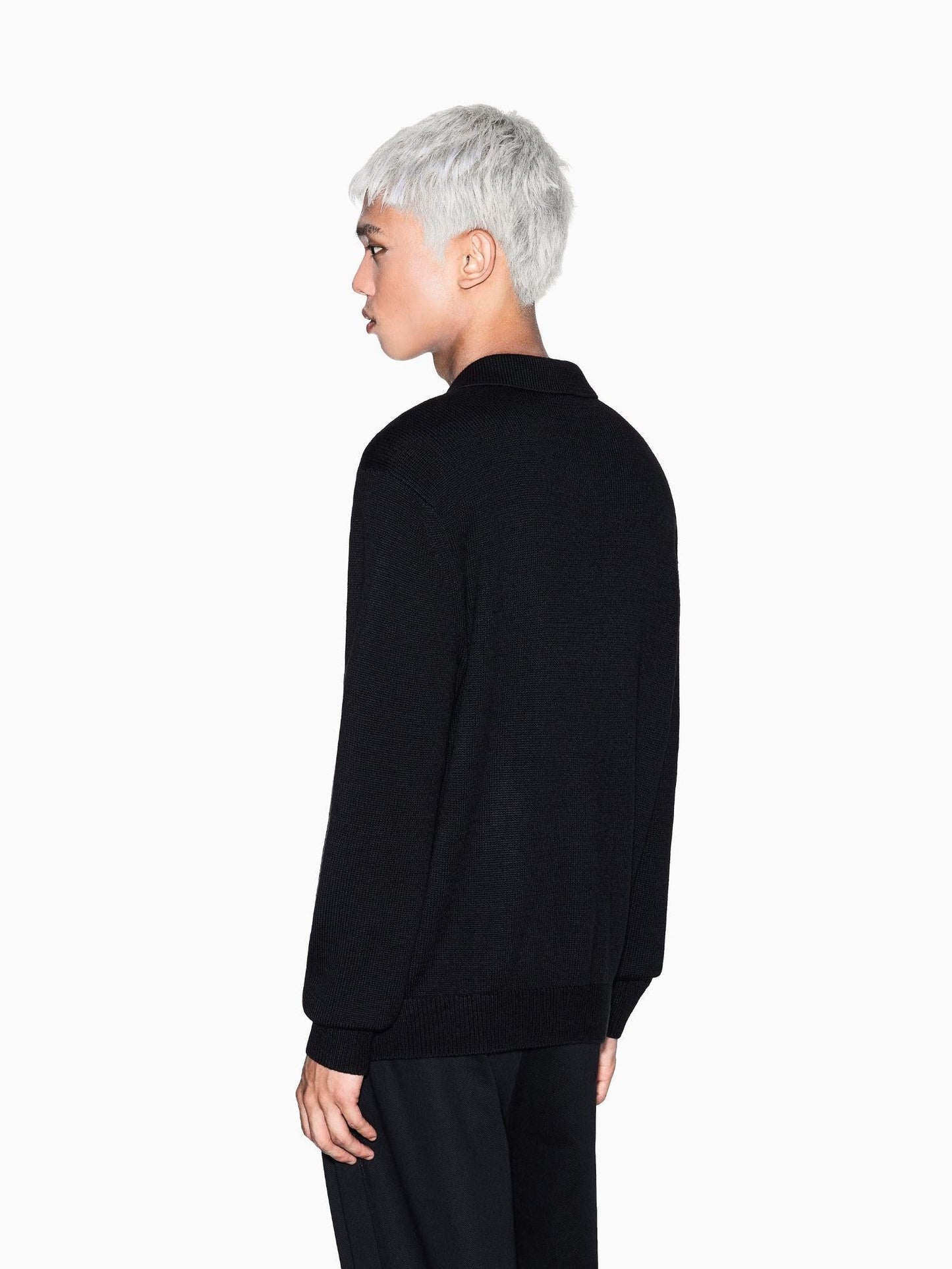 Armani Exchange Polo Uomo in Maglia di Lana e Cotone Nero Elegante