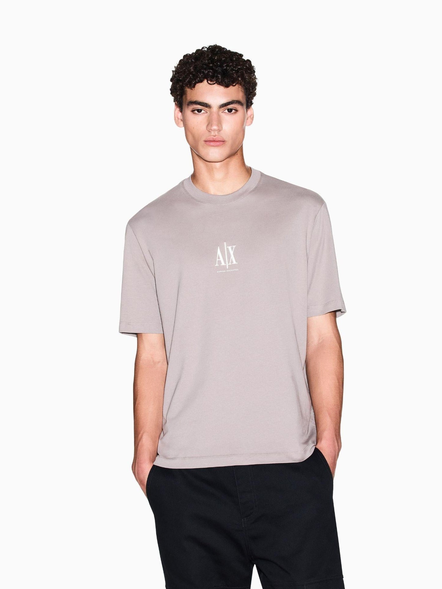 Armani Exchange T-Shirt con logo ricamato Uomo Beige