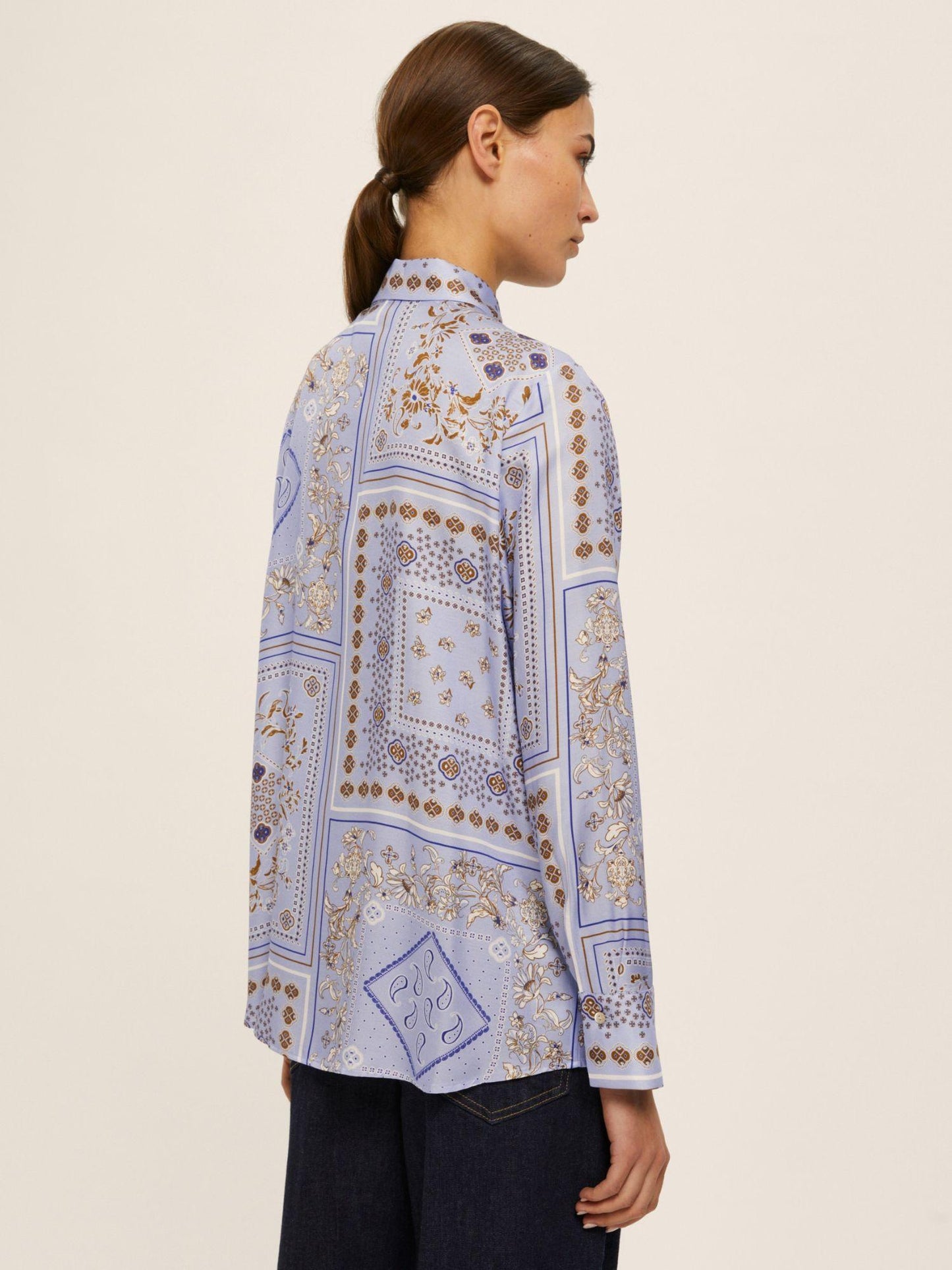 Emme Marella Camicia in twill di viscosa stampata Donna Brunico Azzurro