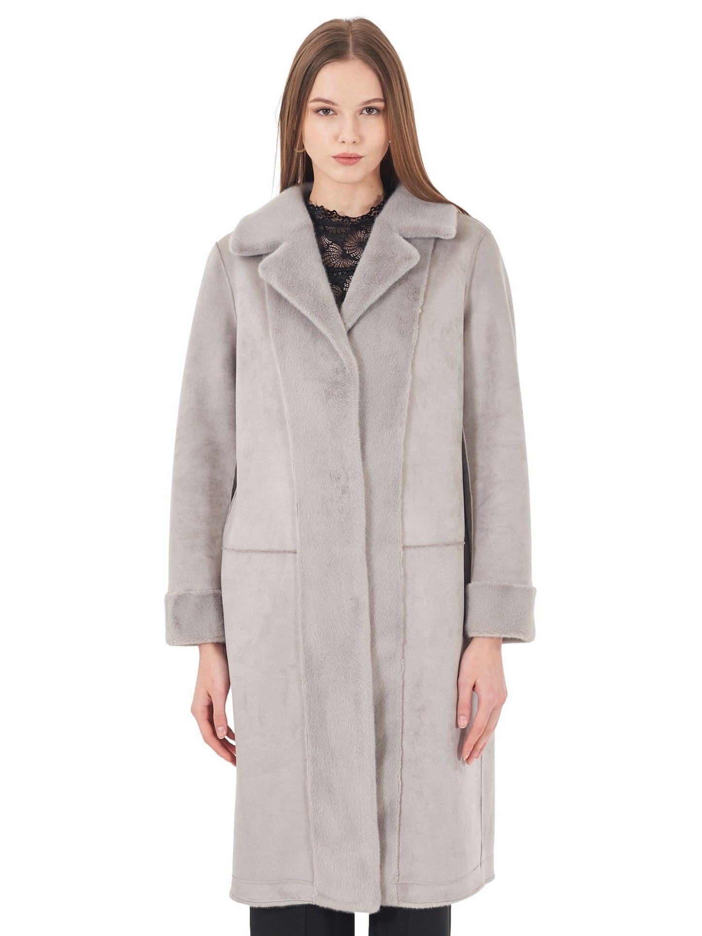 Yes Zee Cappotto Donna Reversibile Grigio Chiaro