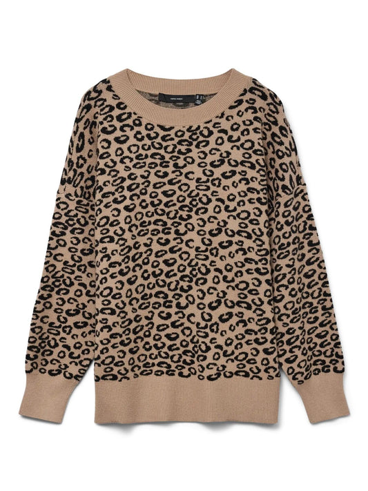 Vero Moda Maglione Lungo Donna Nancy Silver Mink Black Leo