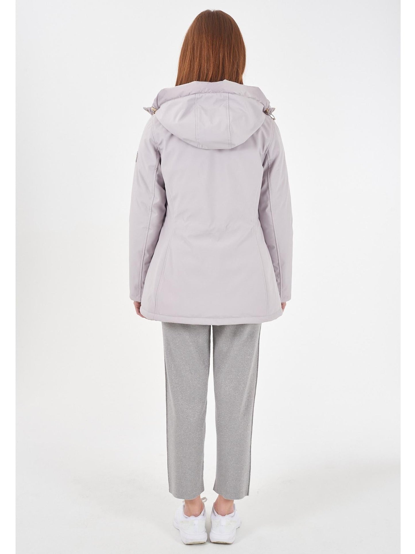 Yes Zee Cappotto Softshell con Cappuccio e Coulisse Donna Grigio Perla