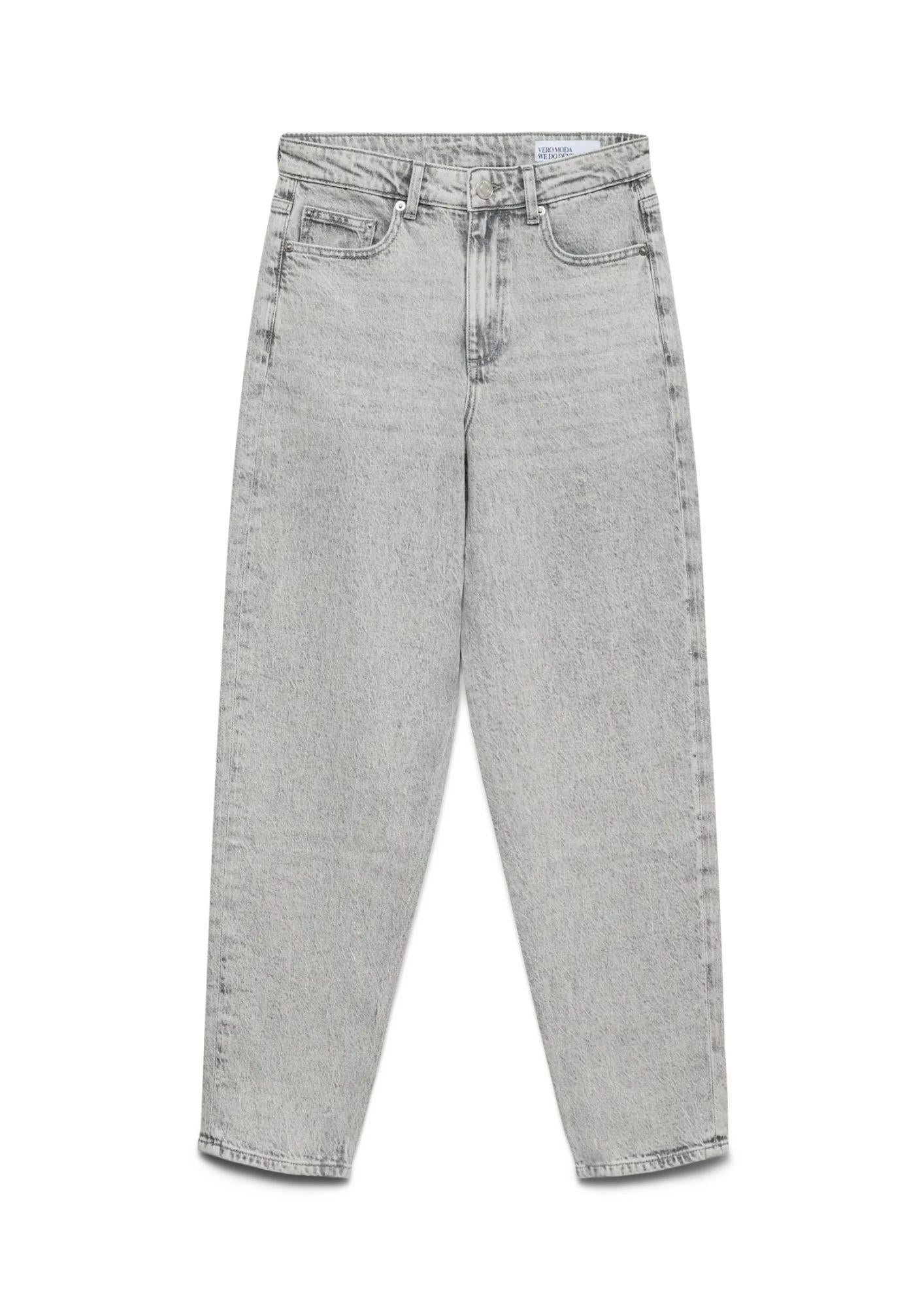 Vero Moda Jeans Donna Tessa A Vita Alta Mom Fit Grigio Chiaro Denim