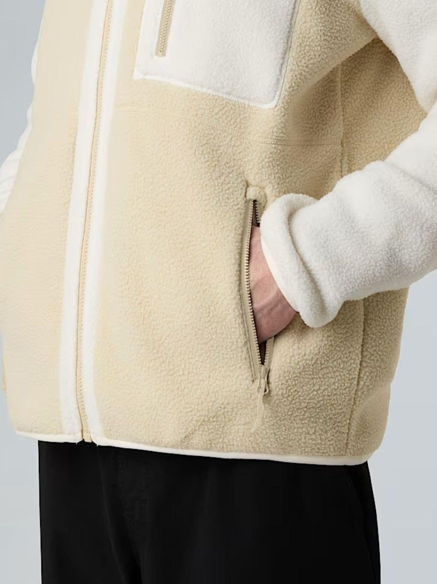The North Face Giacca In Pile Uomo Yumiori Con Cerniera Integrale Bianco Dune Ghiaia