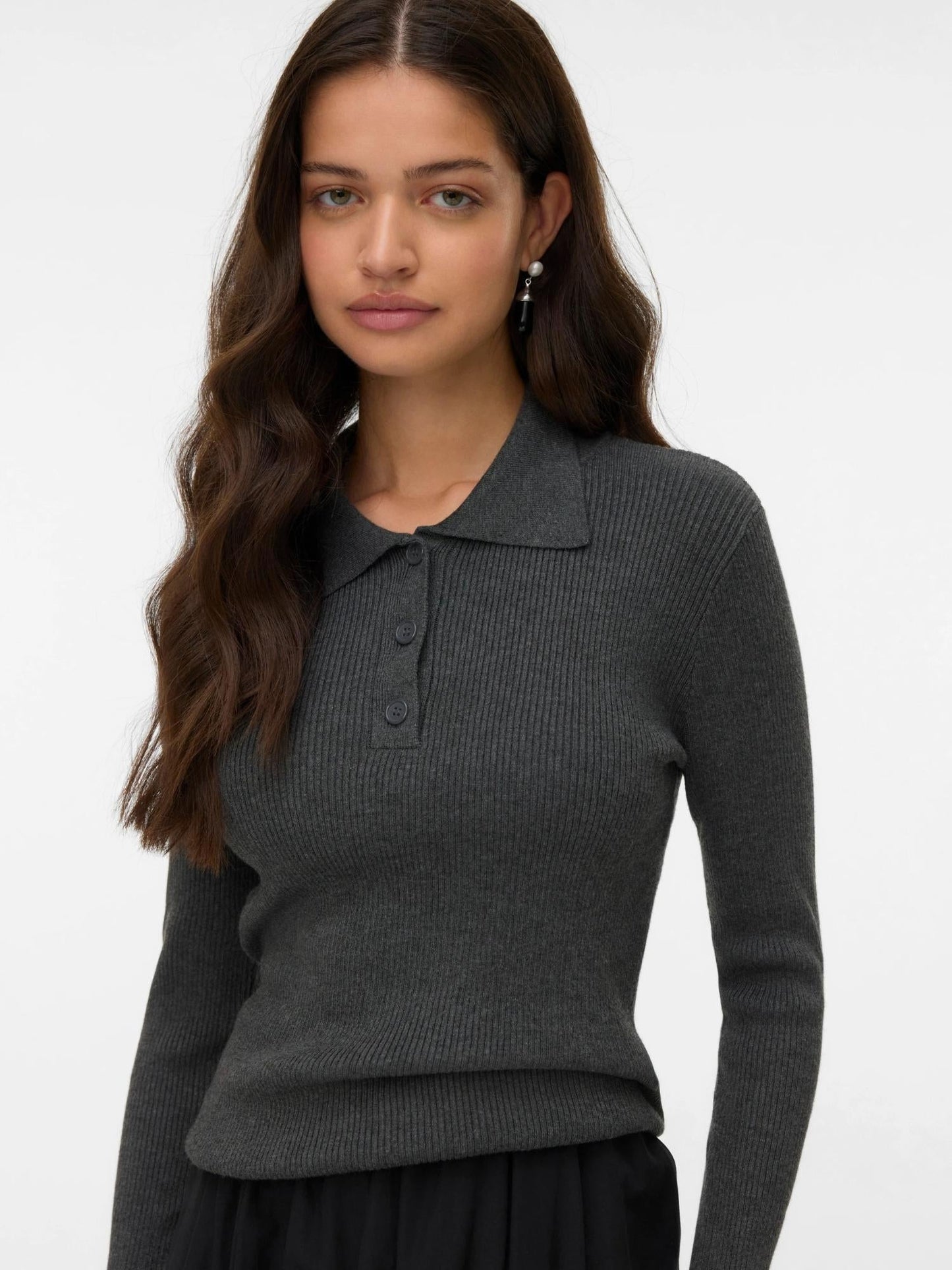 Vero Moda Maglione Donna Siljerib Dark Grey Melange
