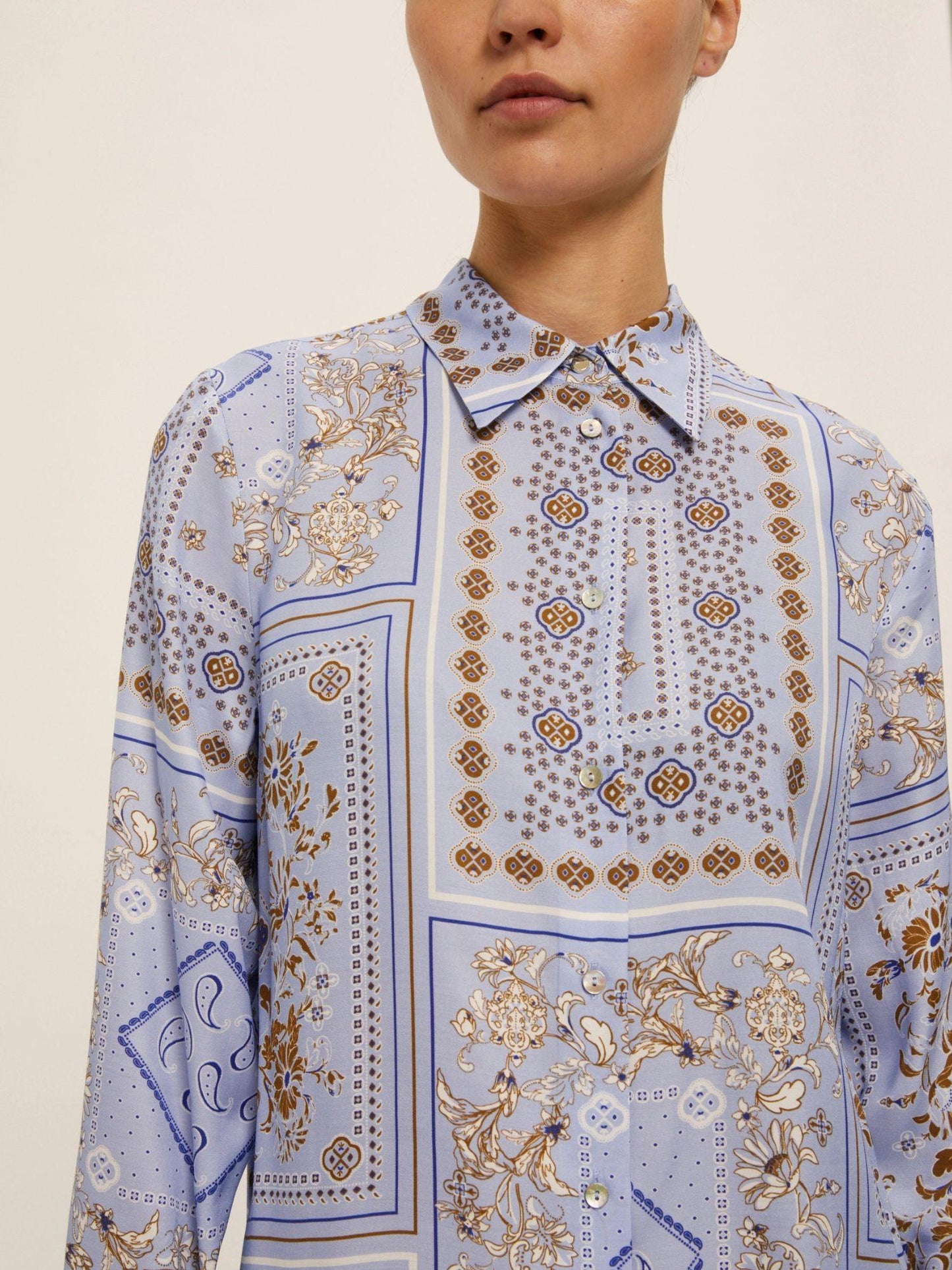 Emme Marella Camicia in twill di viscosa stampata Donna Brunico Azzurro