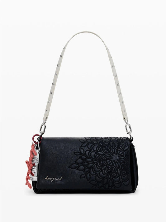 Desigual Borsa a tracolla effetto pelle ricamata media Donna Nero
