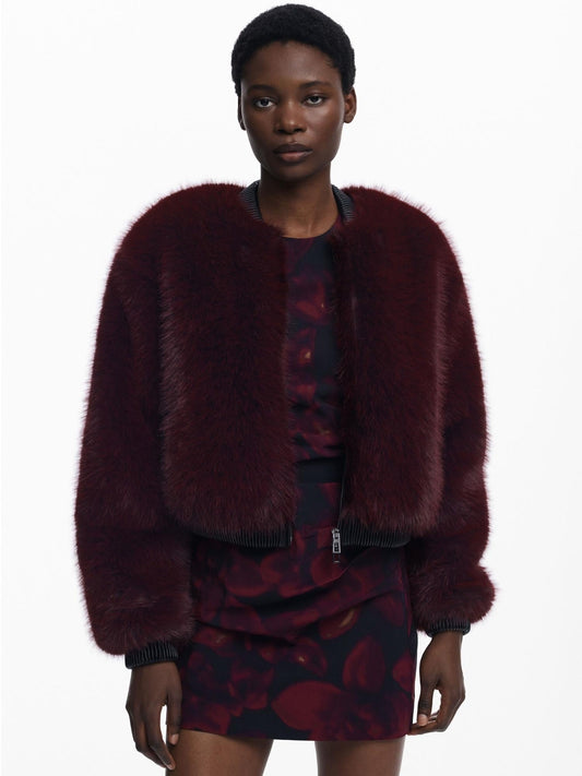 Desigual Giacca in pelliccia color lampone Donna