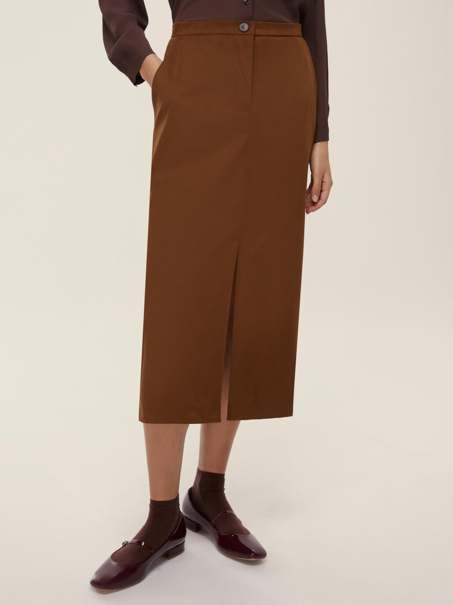 Emme Marella Gonna a tubino stretch Donna Dritto Cioccolato