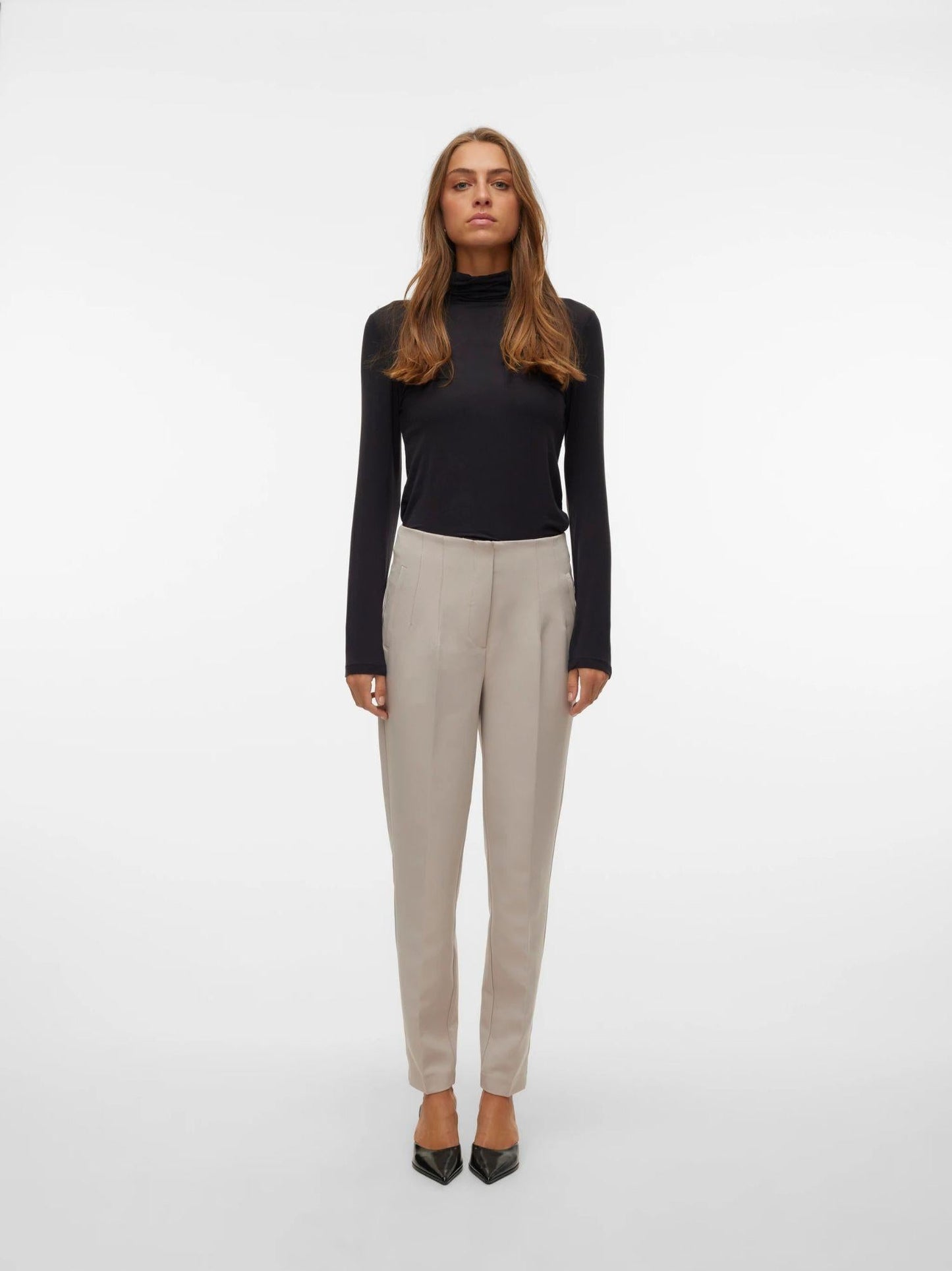 Vero Moda Pantaloni Donna Lina A Vita Alta Silver Cloud
