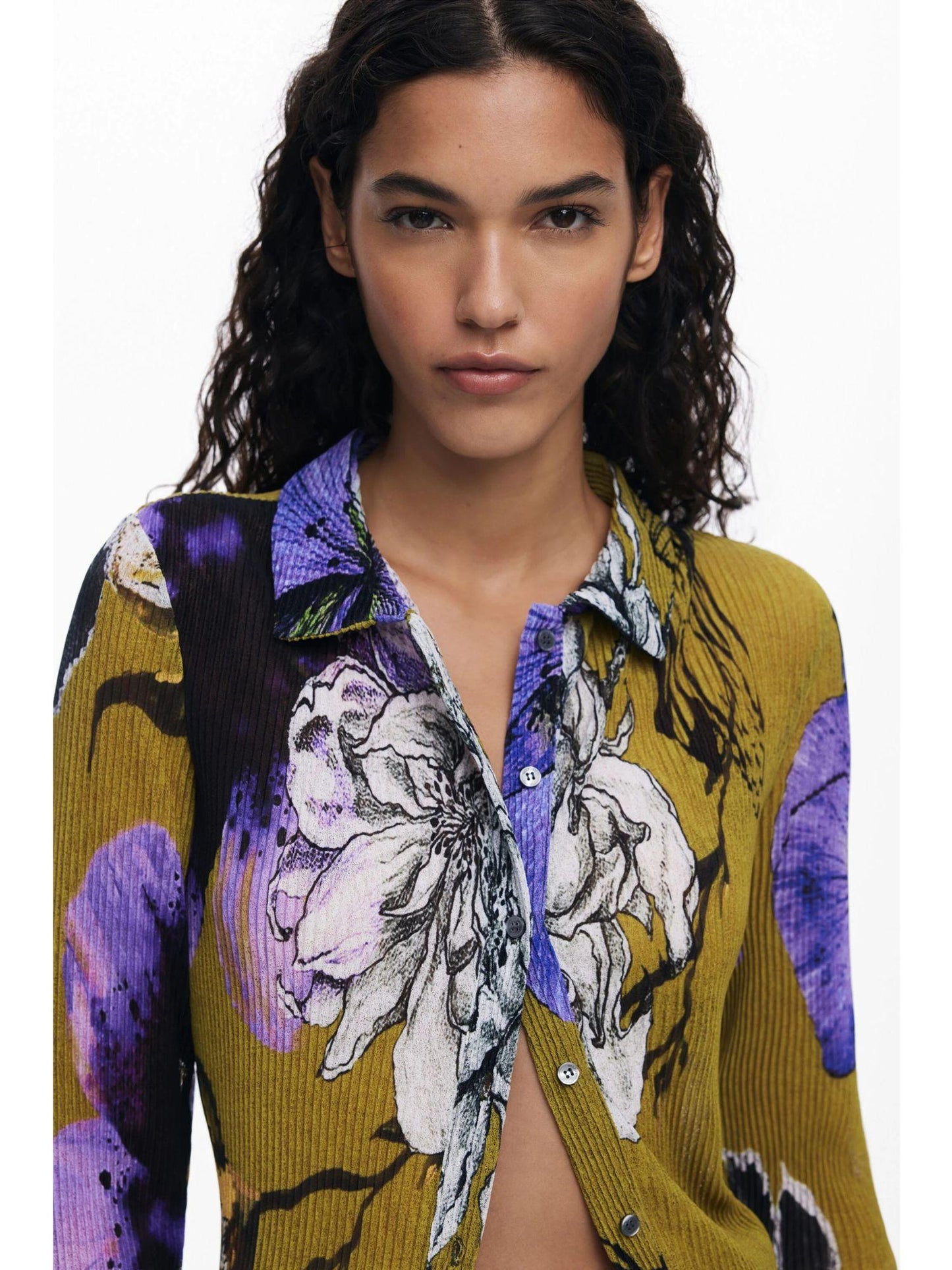 Desigual Maglietta abbottonata disegnata da Mr. Christian Lacroix Donna Verde