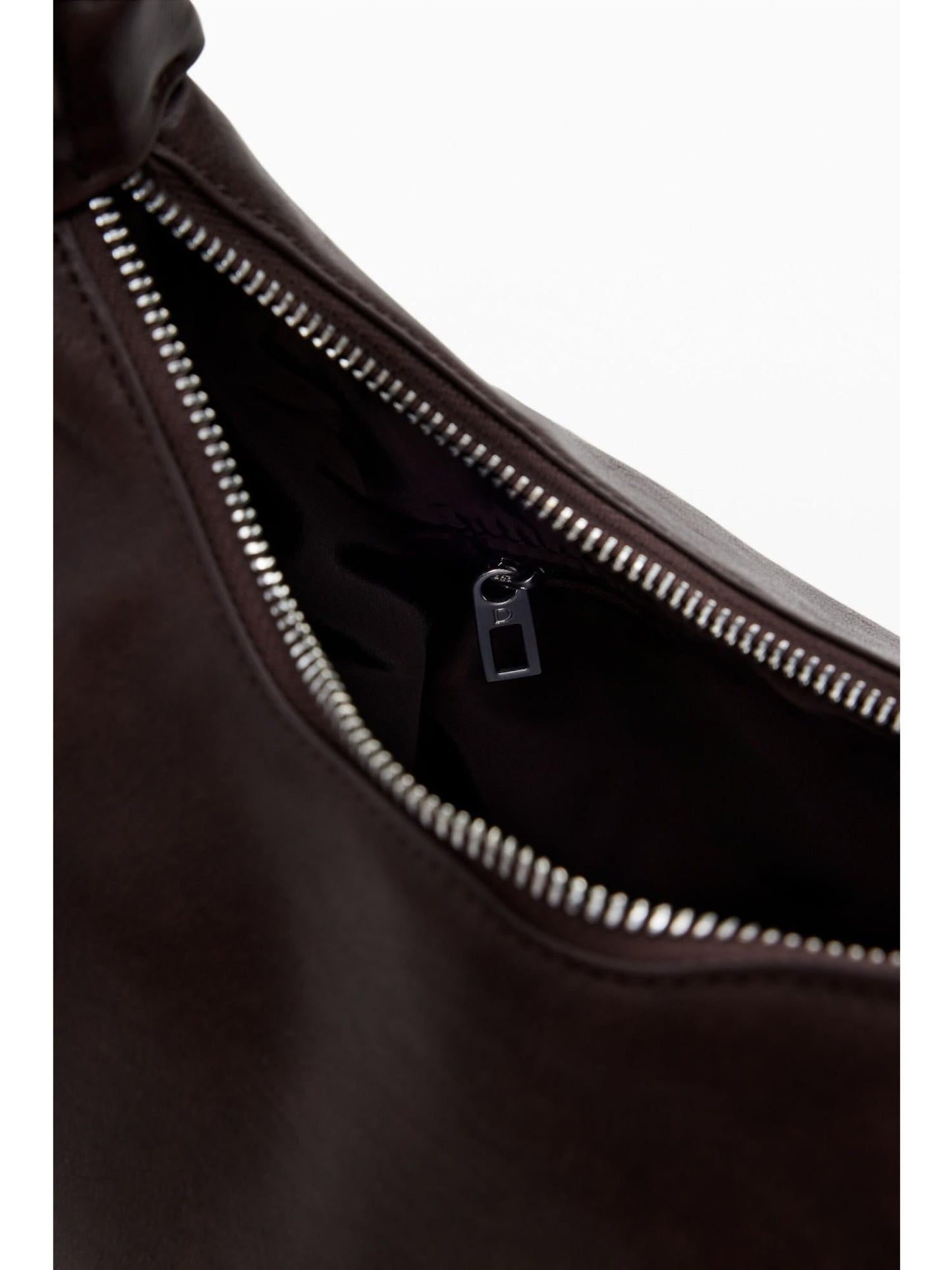 Desigual Borsa logo 3D con manico arricciato media Donna Marrone