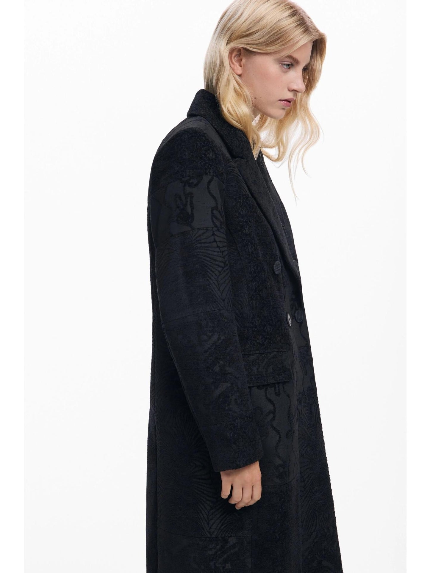 Desigual Cappotto nero a trama Donna
