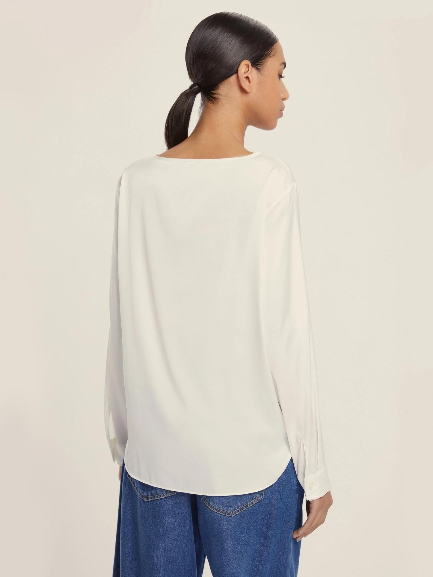 Emme Marella Blusa in raso stretch Donna Madera  Bianco
