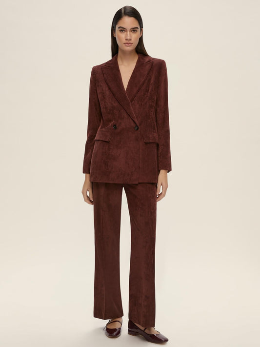 Emme Marella Pantalone dritto in velluto Donna Destino Bordeaux