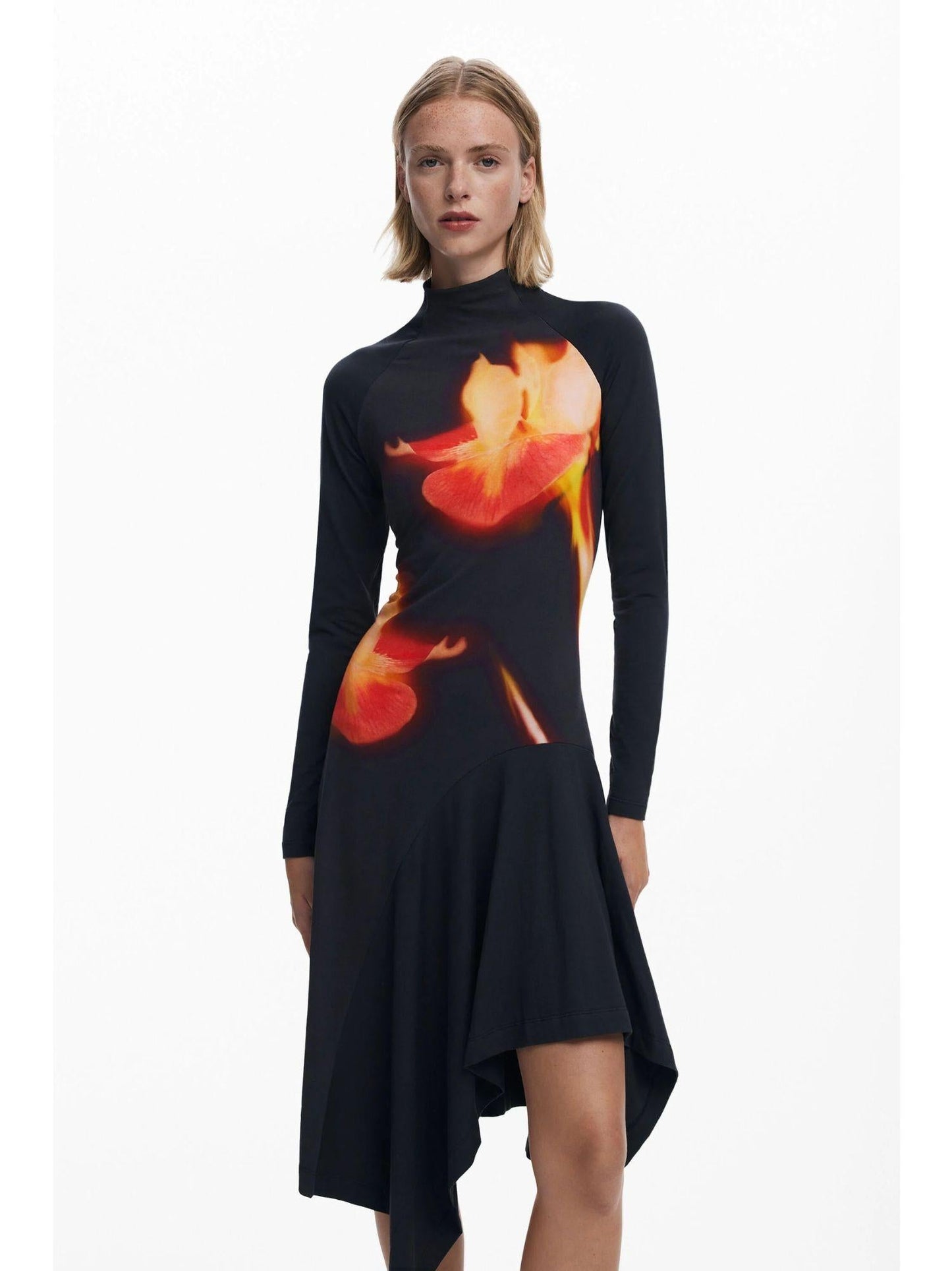 Desigual Abito aderente asimmetrico Donna Nero