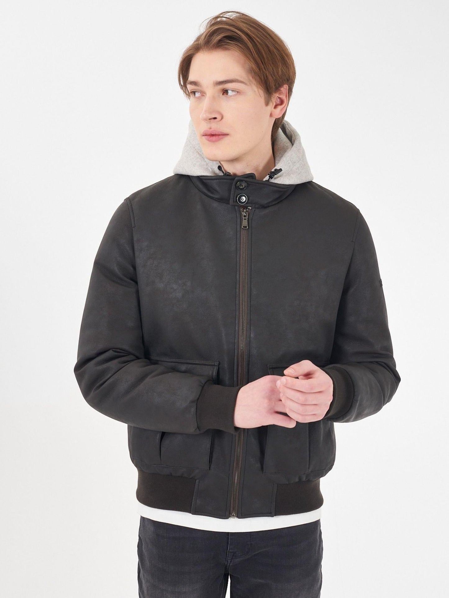 Yes Zee Giubbino Uomo Bomber Marrone Testa di Moro