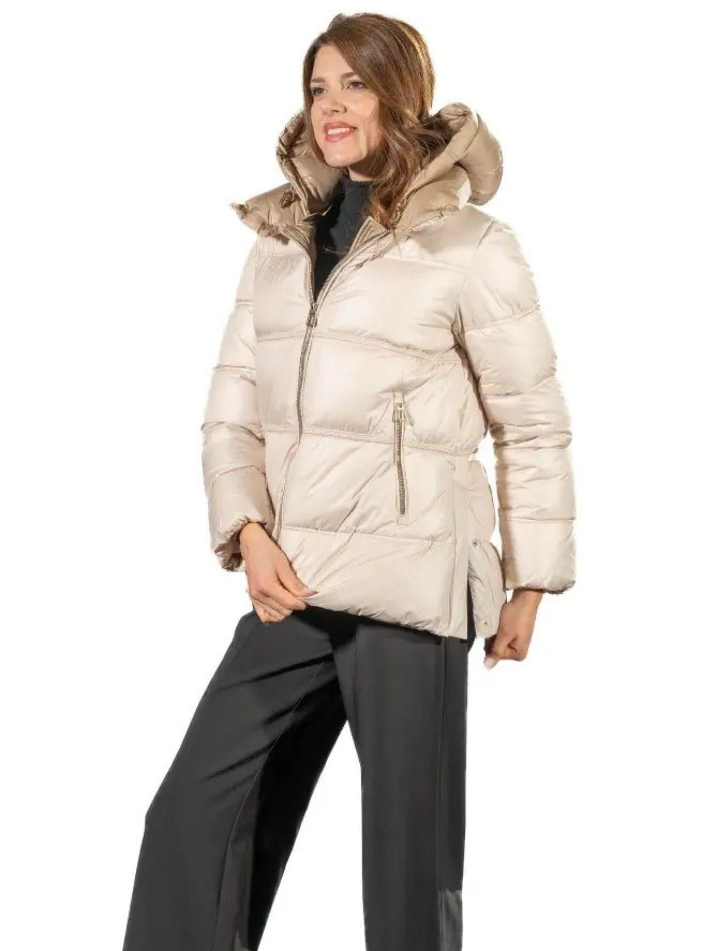 Satinette Giacca Invernale Corta Donna Beige