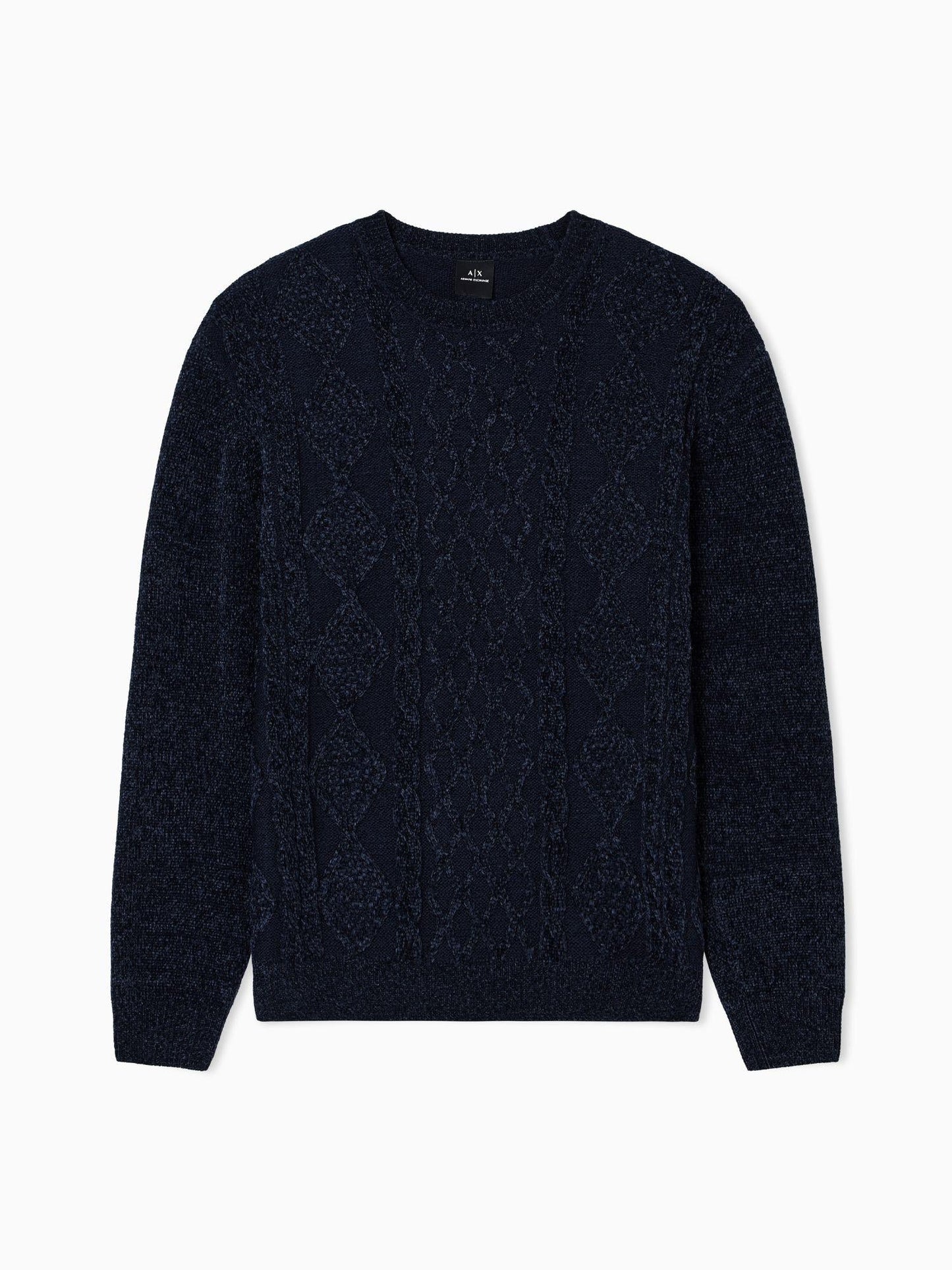 Armani Exchange Maglione Uomo a Lavorazione Intrecciata Blu Navy