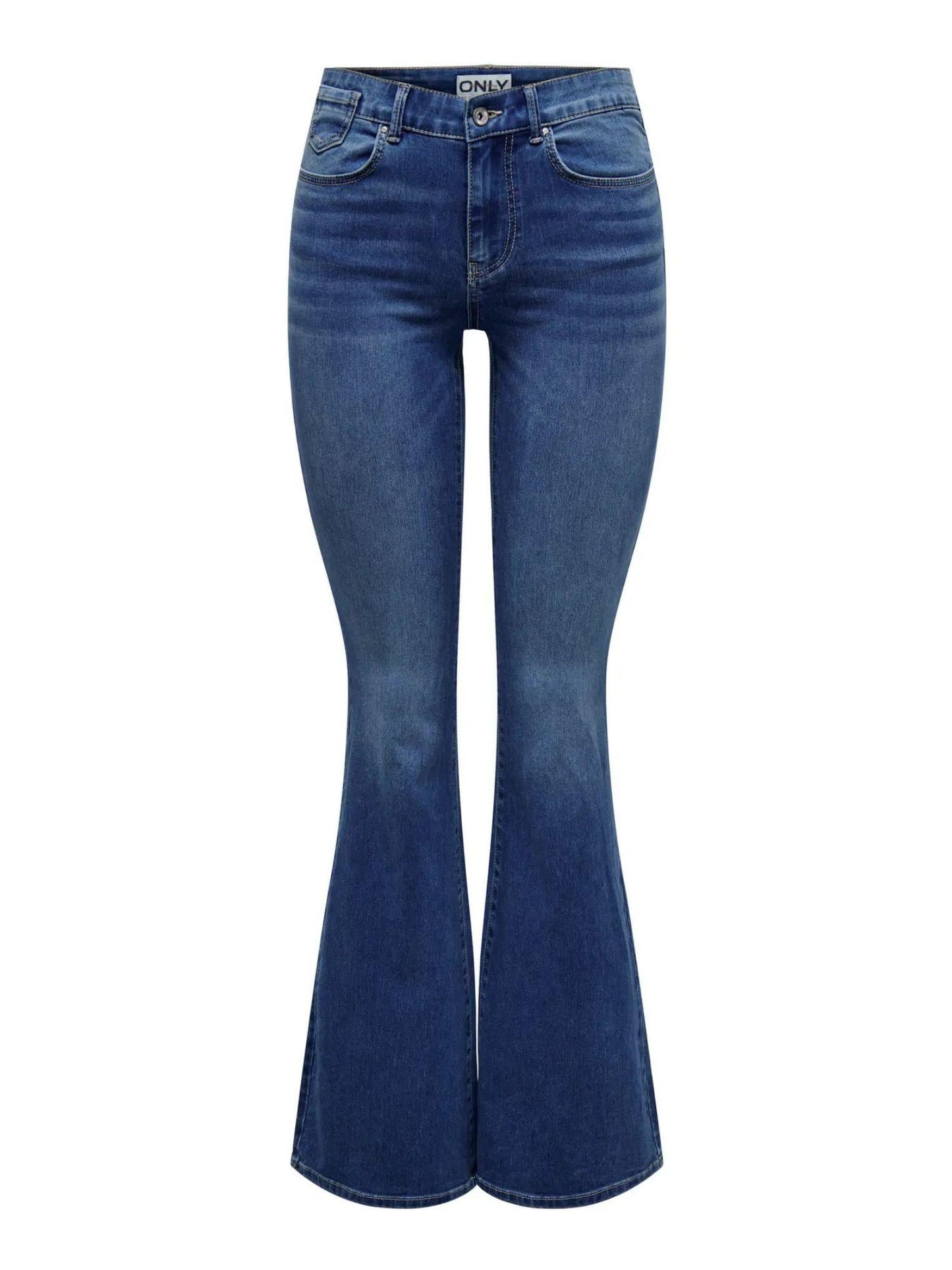 Only Jeans Donna Reese Flared Fit Light Medium Blue Denim