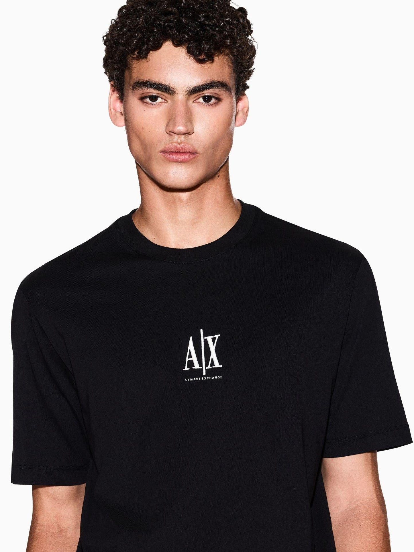 Armani Exchange T-Shirt con logo ricamato Uomo Nero