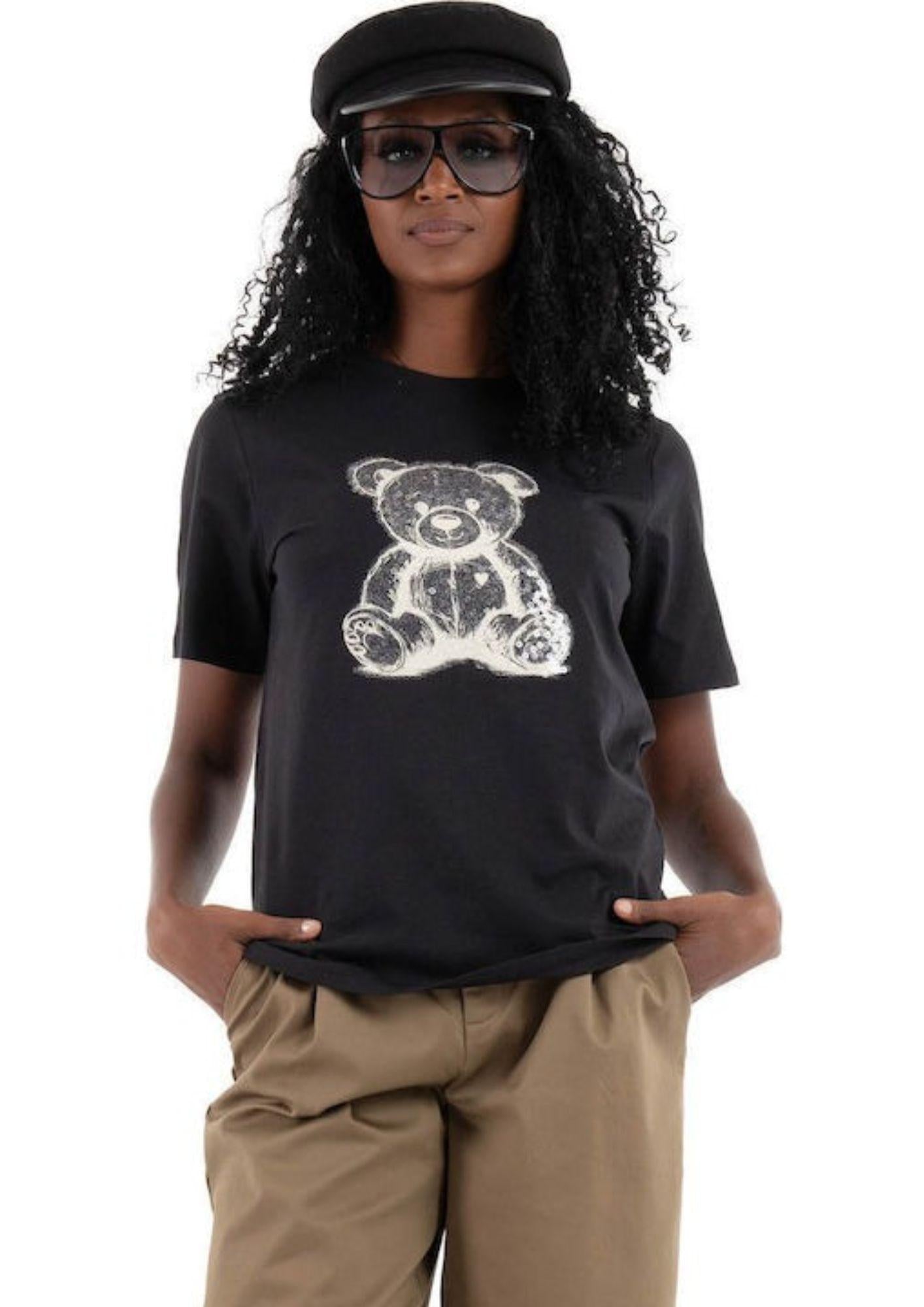 Jacqueline De Yong T-Shirt Donna Bibbi Nera