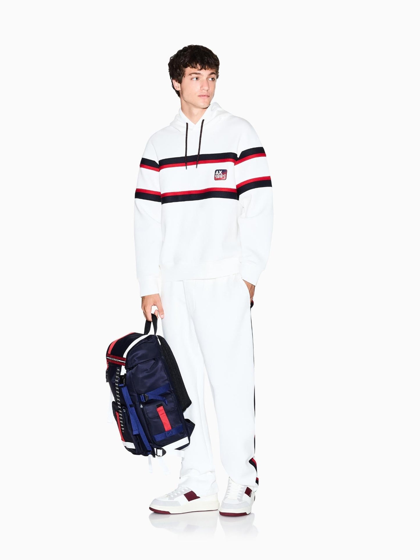 Armani Exchange Felpa con Cappuccio Uomo Bianca